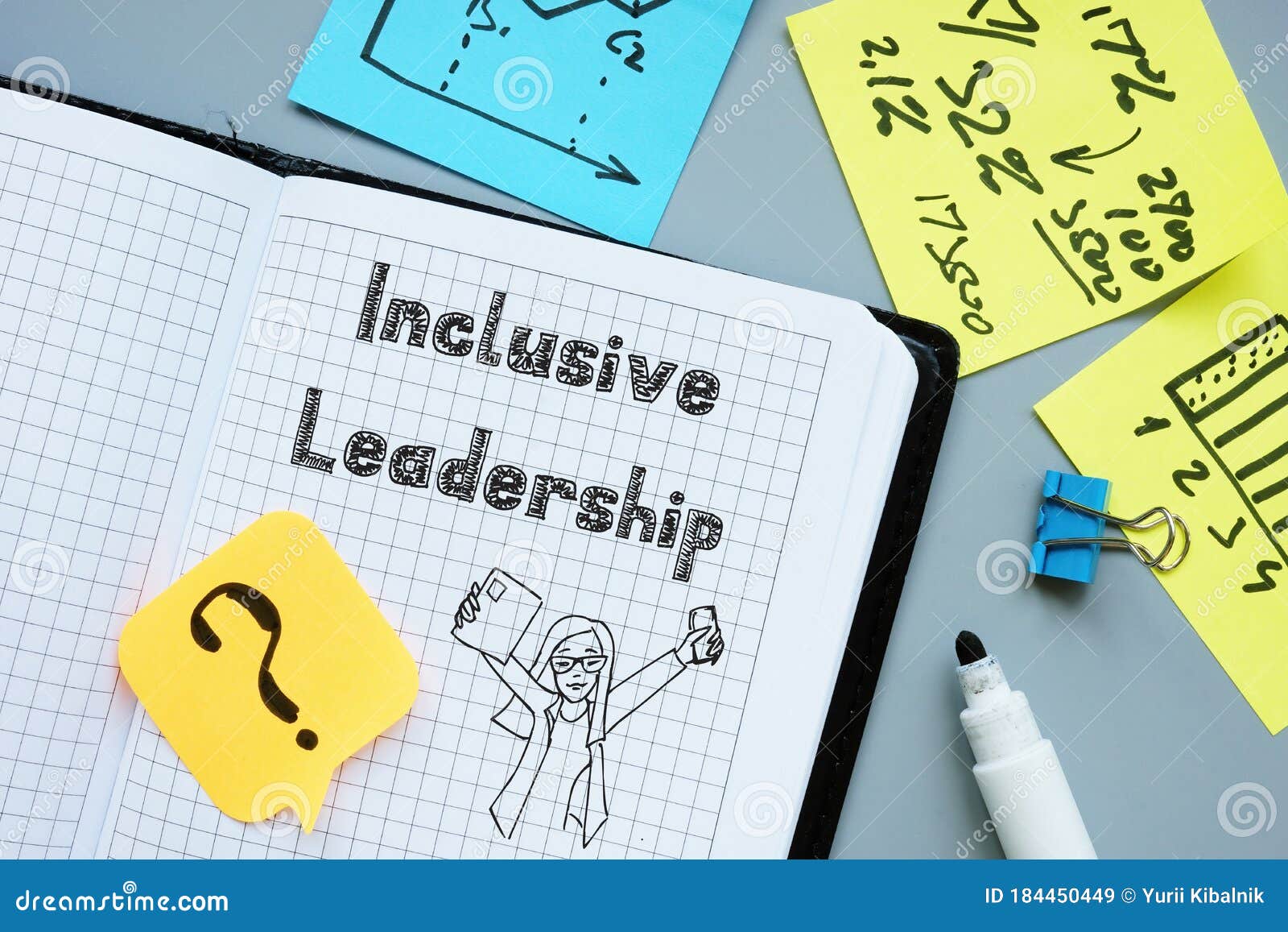 conceptual photo about inclusive leadership with handwritten text