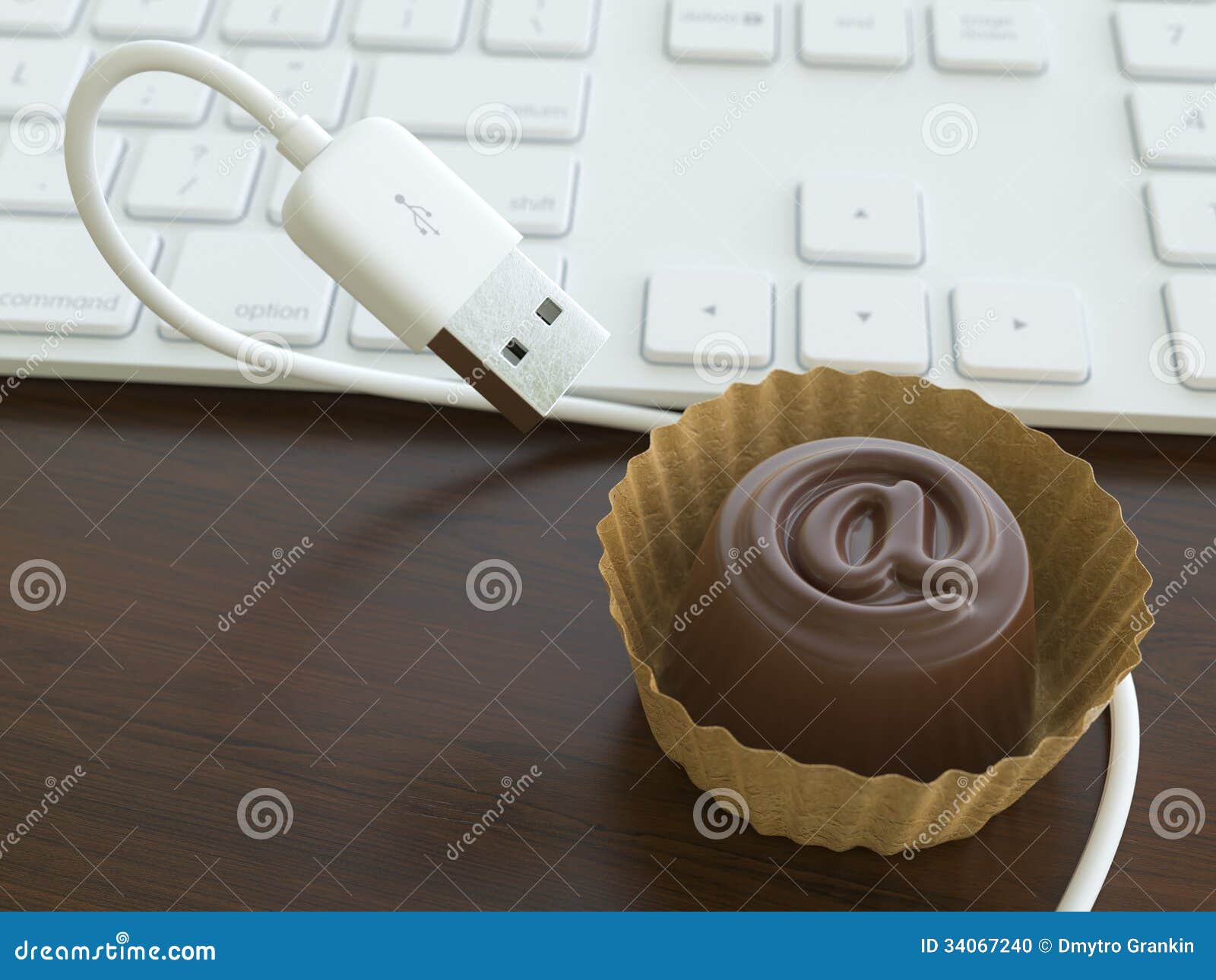 Conceptual Picture with Candy and USB Cable Stock Illustration