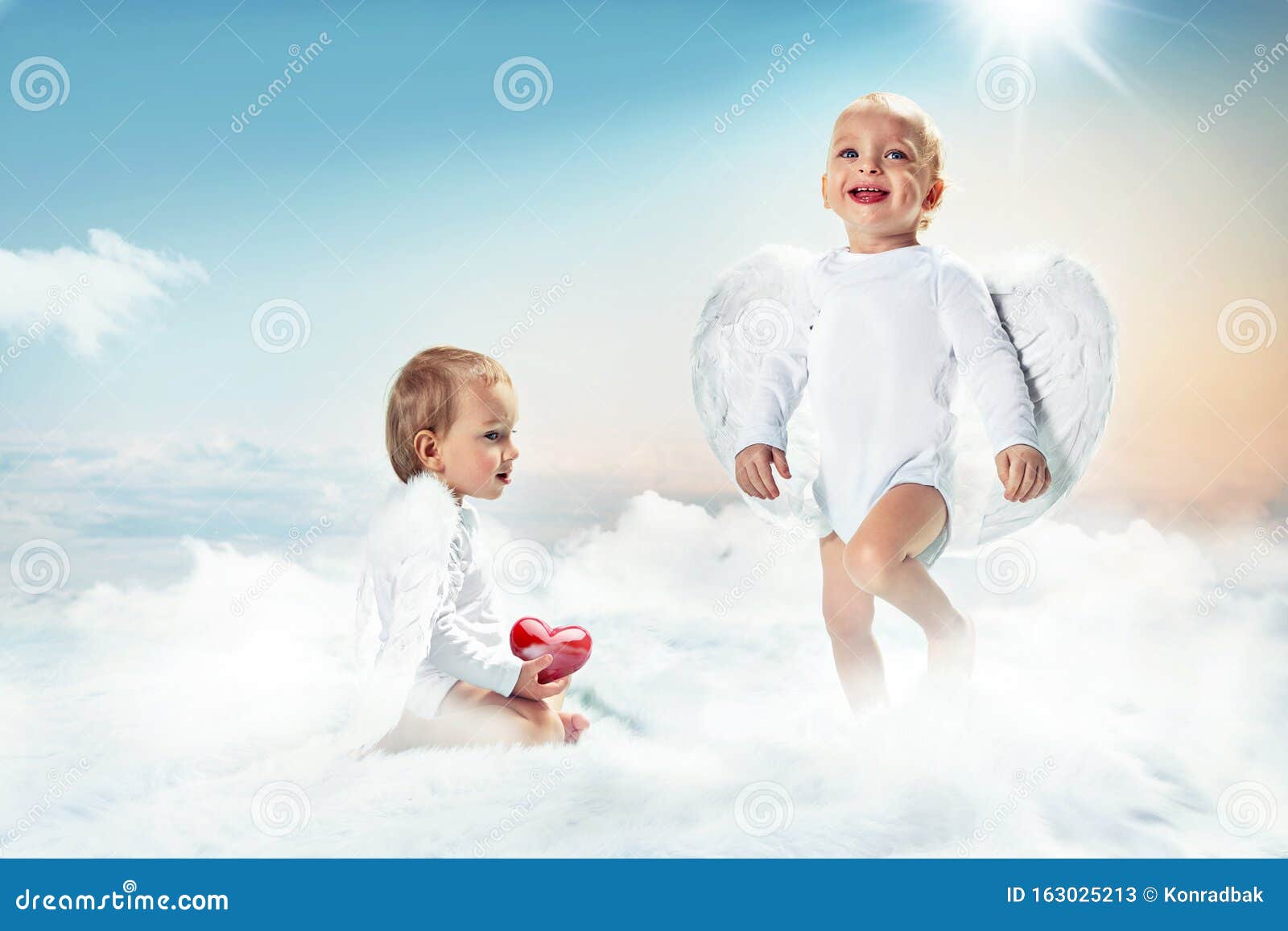 Conceptual Picture of Two Little Angels in Heaven Stock Image ...