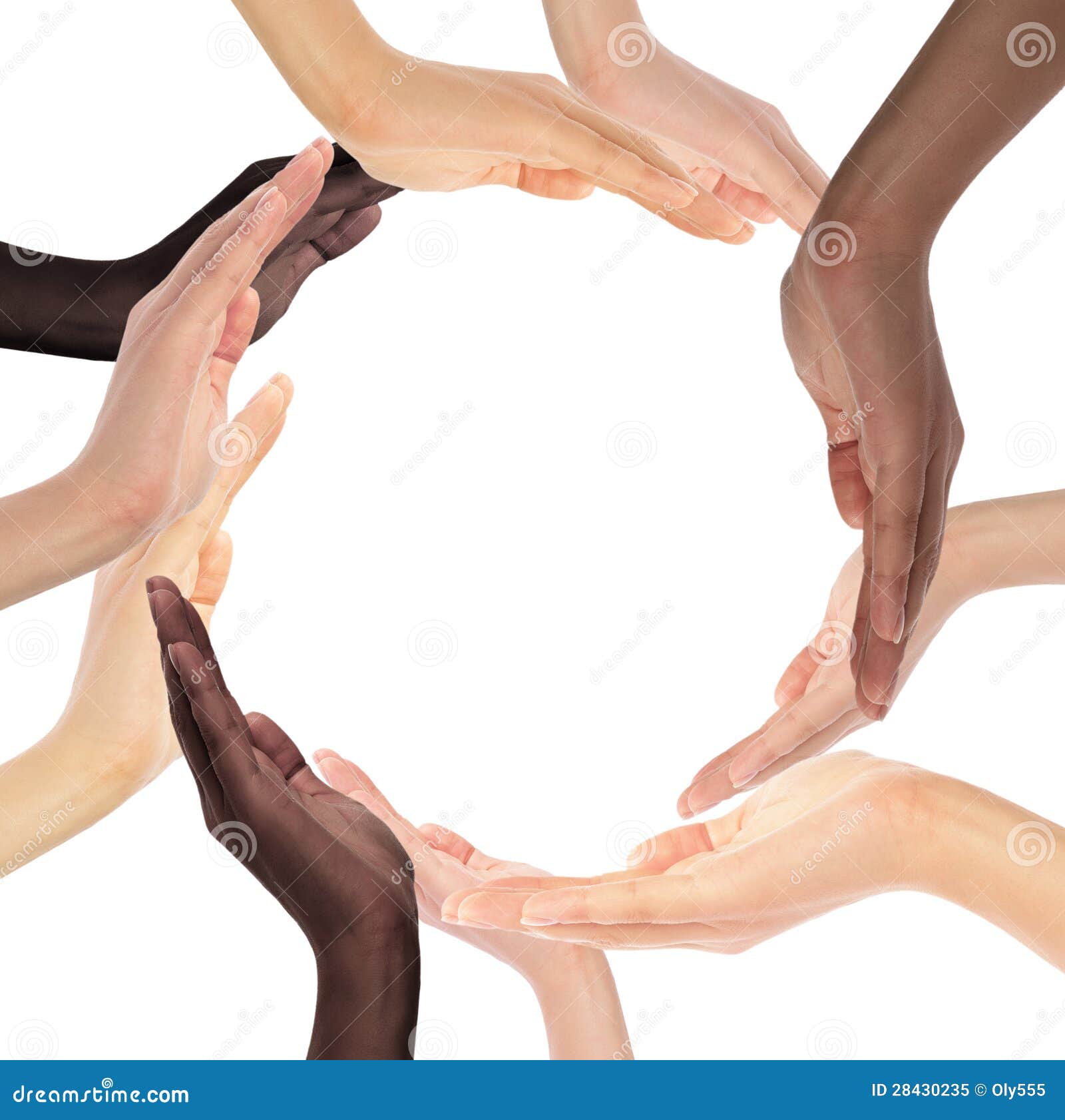 conceptual  of multiracial human hands