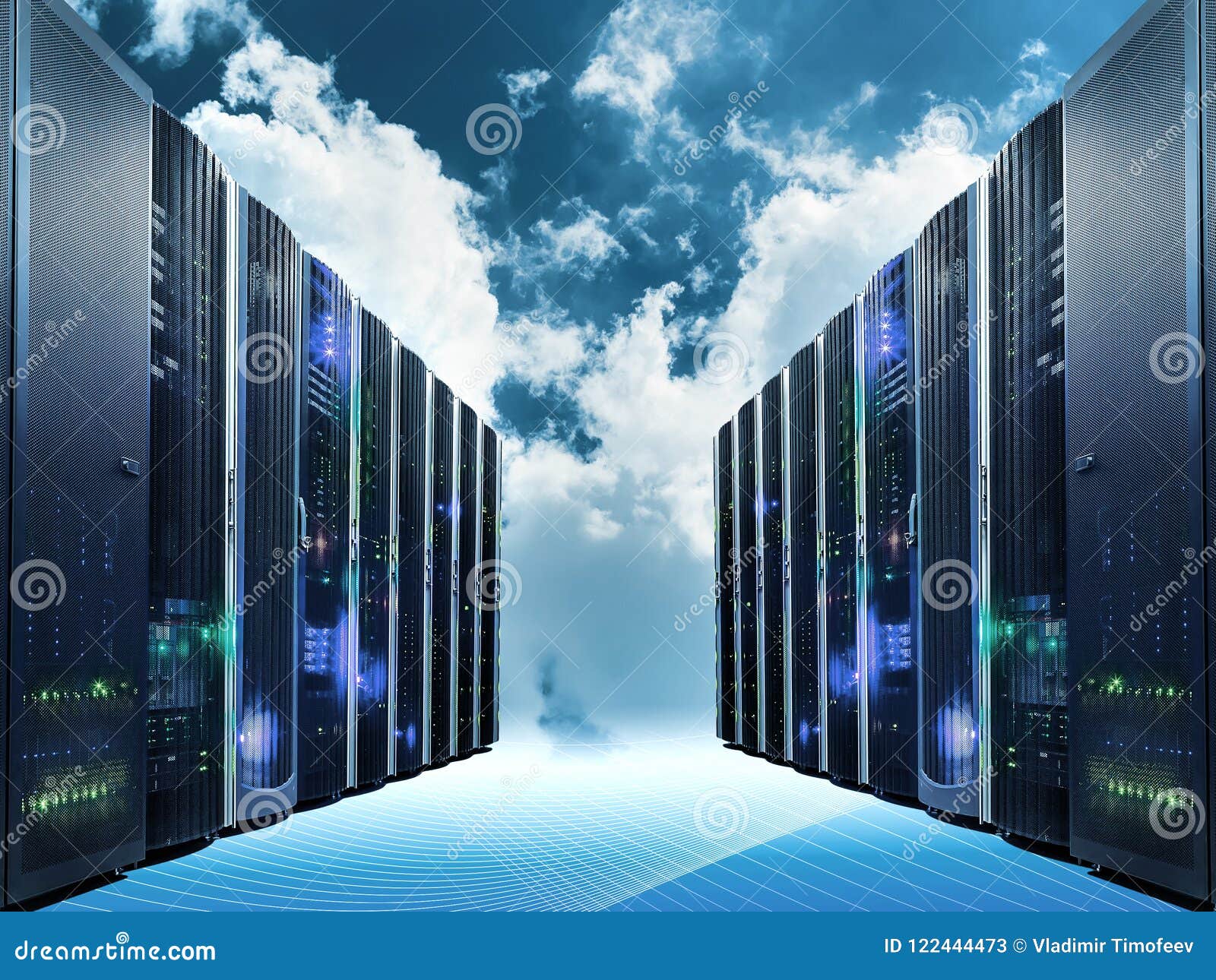 Cloud Computing And Computer Networking Concept: Rows Of ...