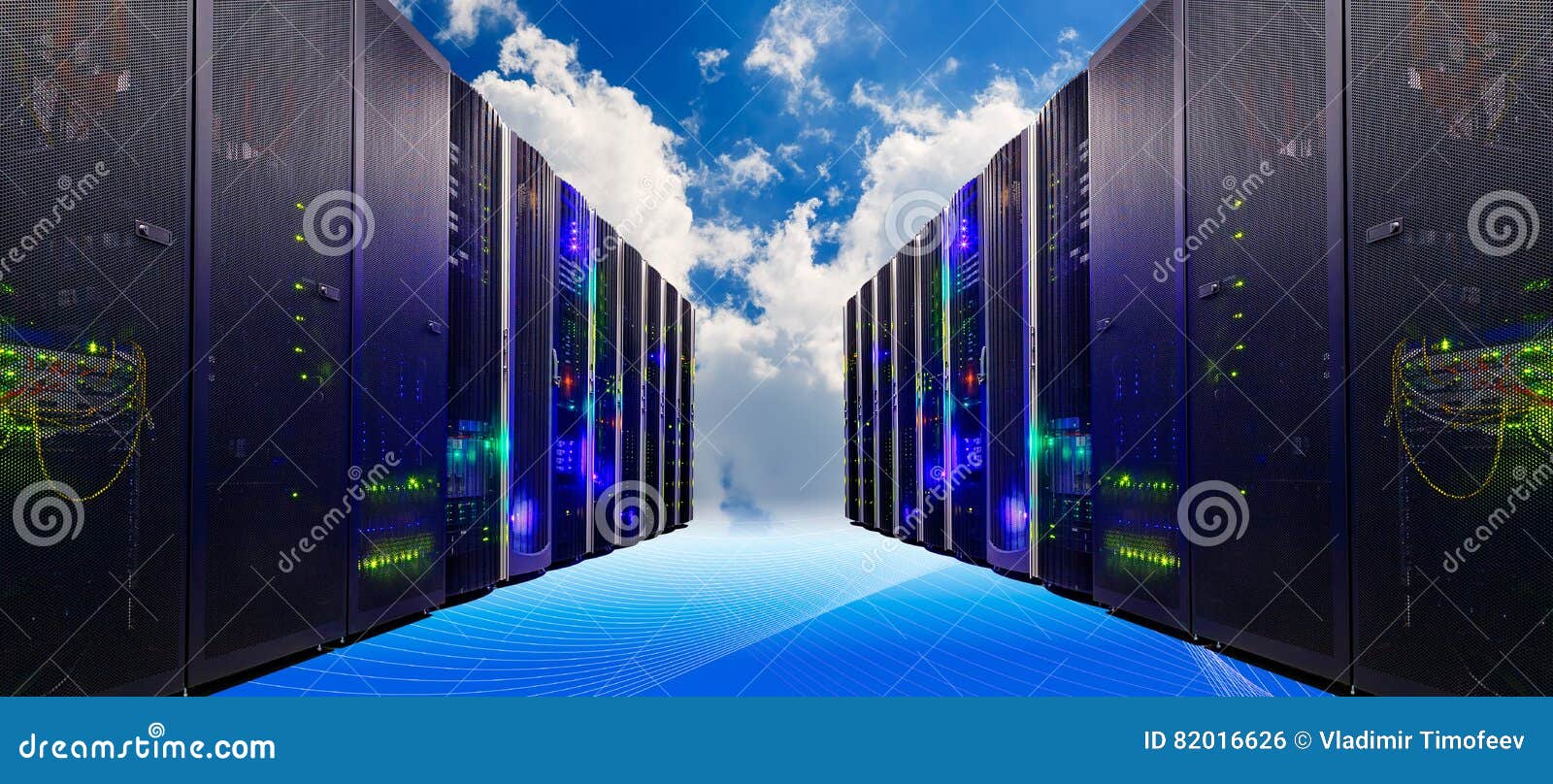 conceptual vision of datacenter on the cloud computing