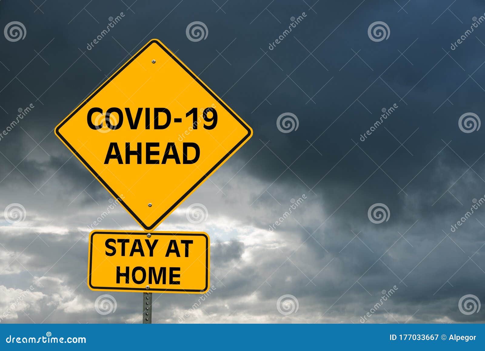 conceptual yellow warning traffic sign about coronavirus epidemic