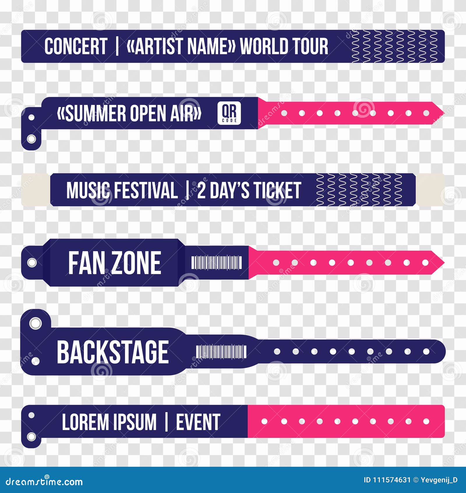 Download Concert Bracelets For Entrance To The Event. Set Of ...