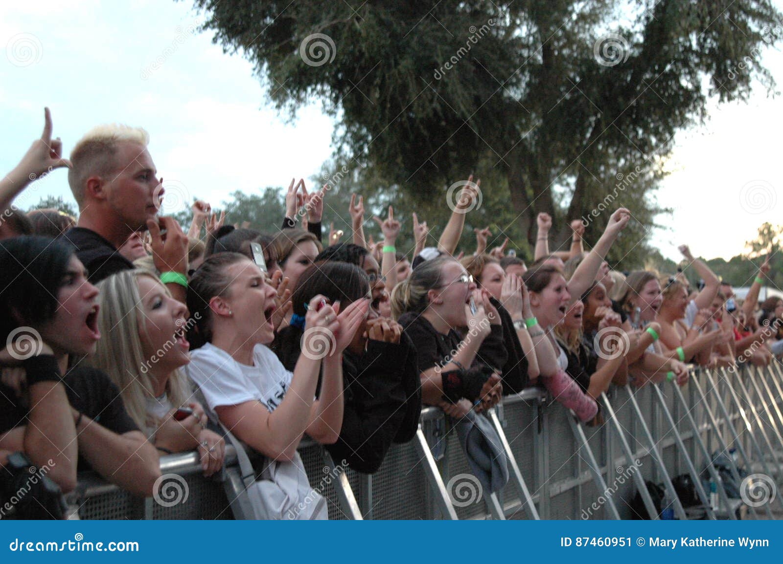 Concert Crowd Cheering Behind Barrier Editorial Photo Image Of Stand