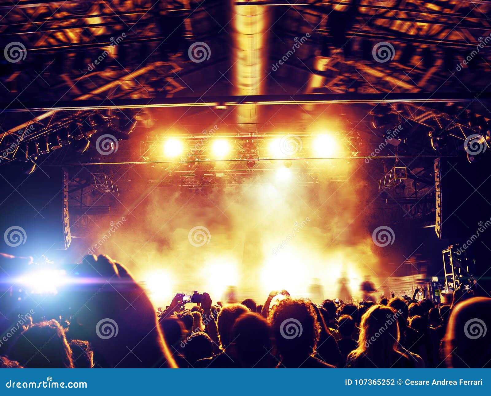 Colourful Stage with Dancing Fans Stock Photo - Image of music, background:  107365252