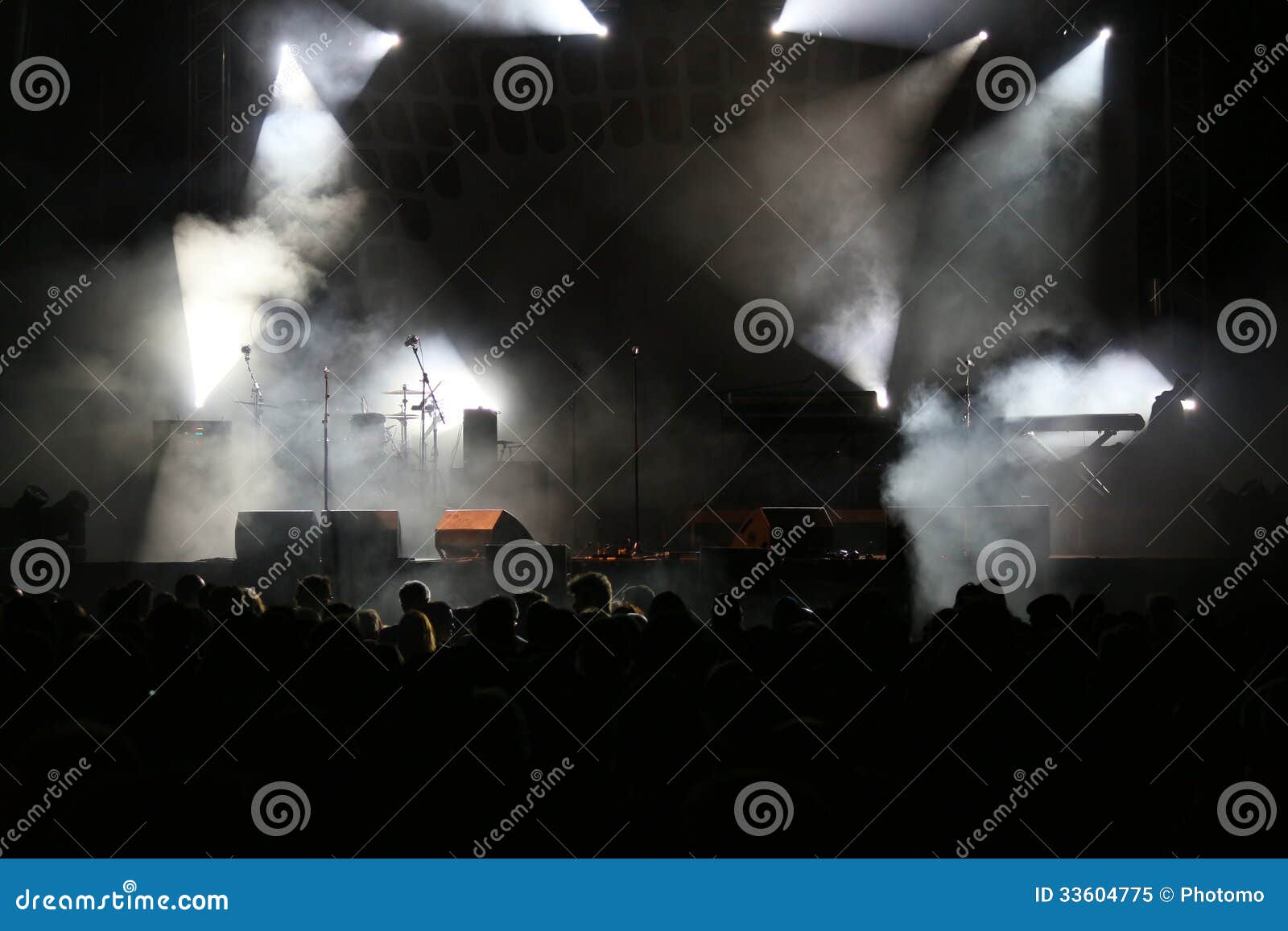 Concert Lights Smoke and Crowd Stock Image Image of spot, rock 33604775