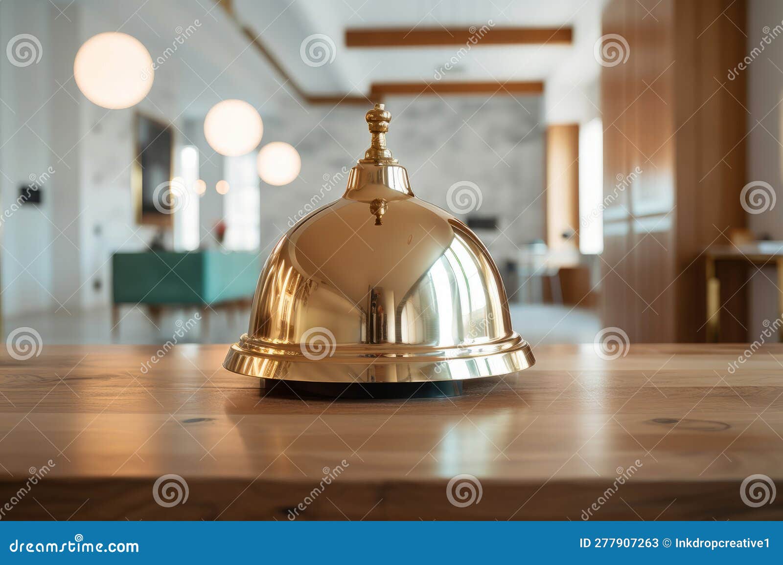 Concierge Bell on a Hotel Reception Desk. Generative Ai Stock Illustration Illustration of