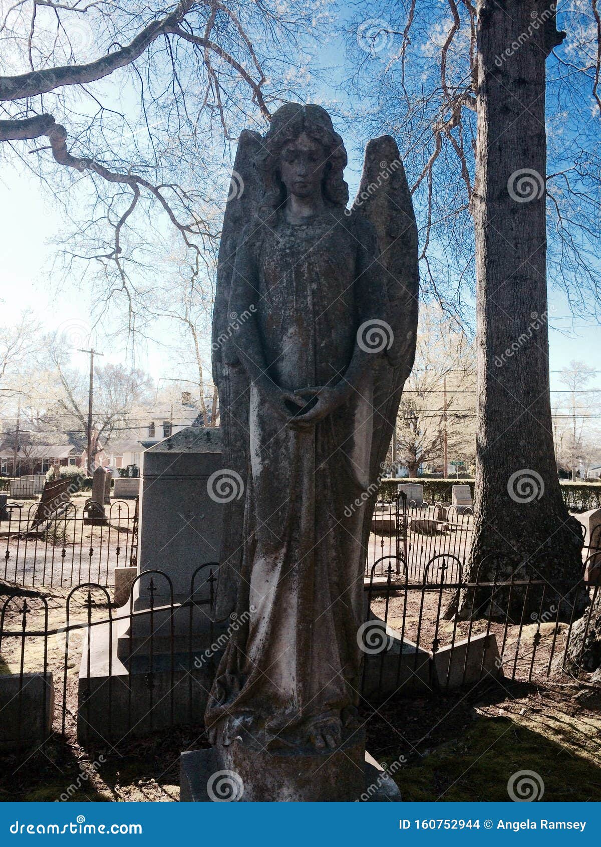 Angel statue stock photo. Image of concrete, angel, cemetery 160752944