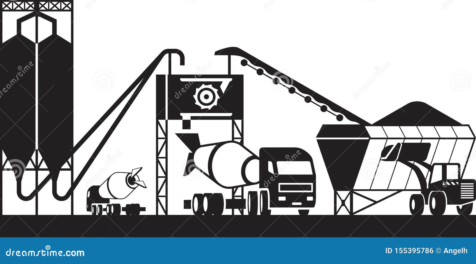 Concrete batching plant stock vector. Illustration of road - 155395786