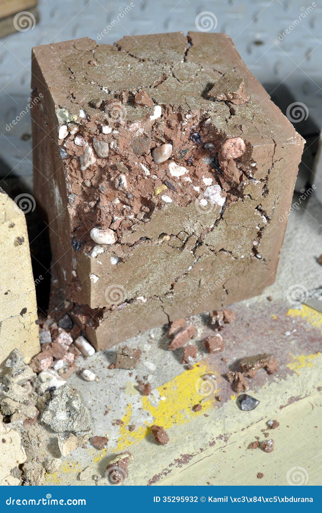 Concrete Block With Ceramic Powder Destroyed Stock Photo - Image of