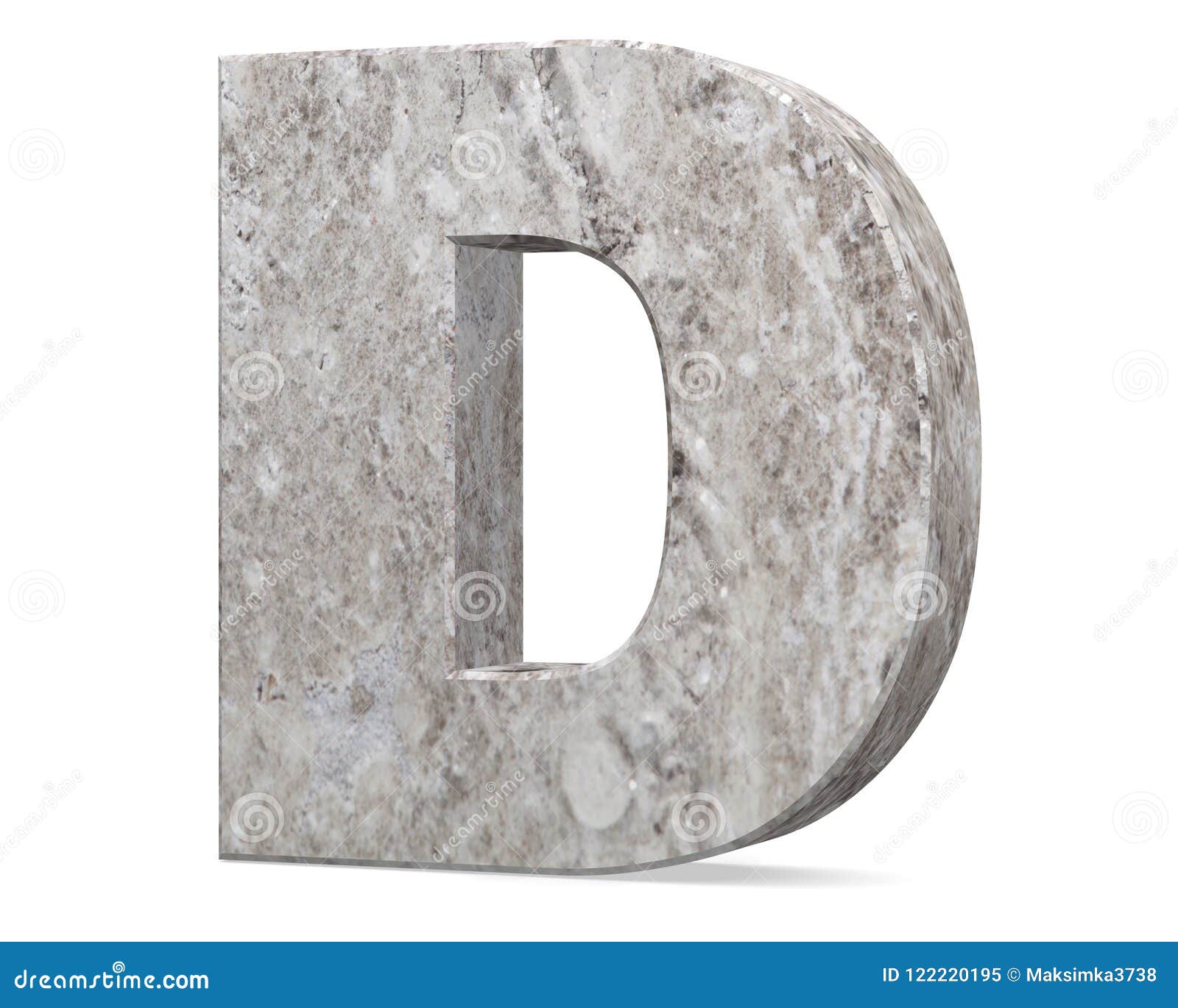 Concrete Capital Letter - D Isolated on White Background . 3D Render ...