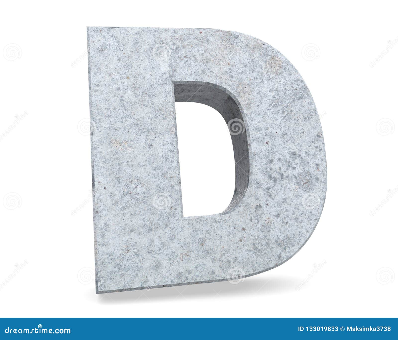 Concrete Capital Letter - D Isolated on White Background. 3D Render ...