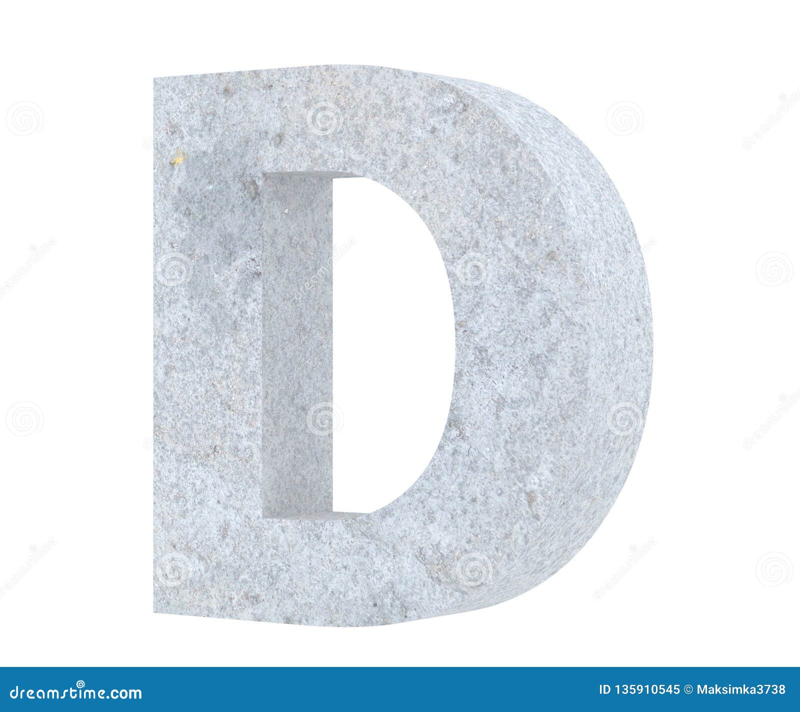 Concrete Capital Letter - D Isolated on White Background. 3D Render ...