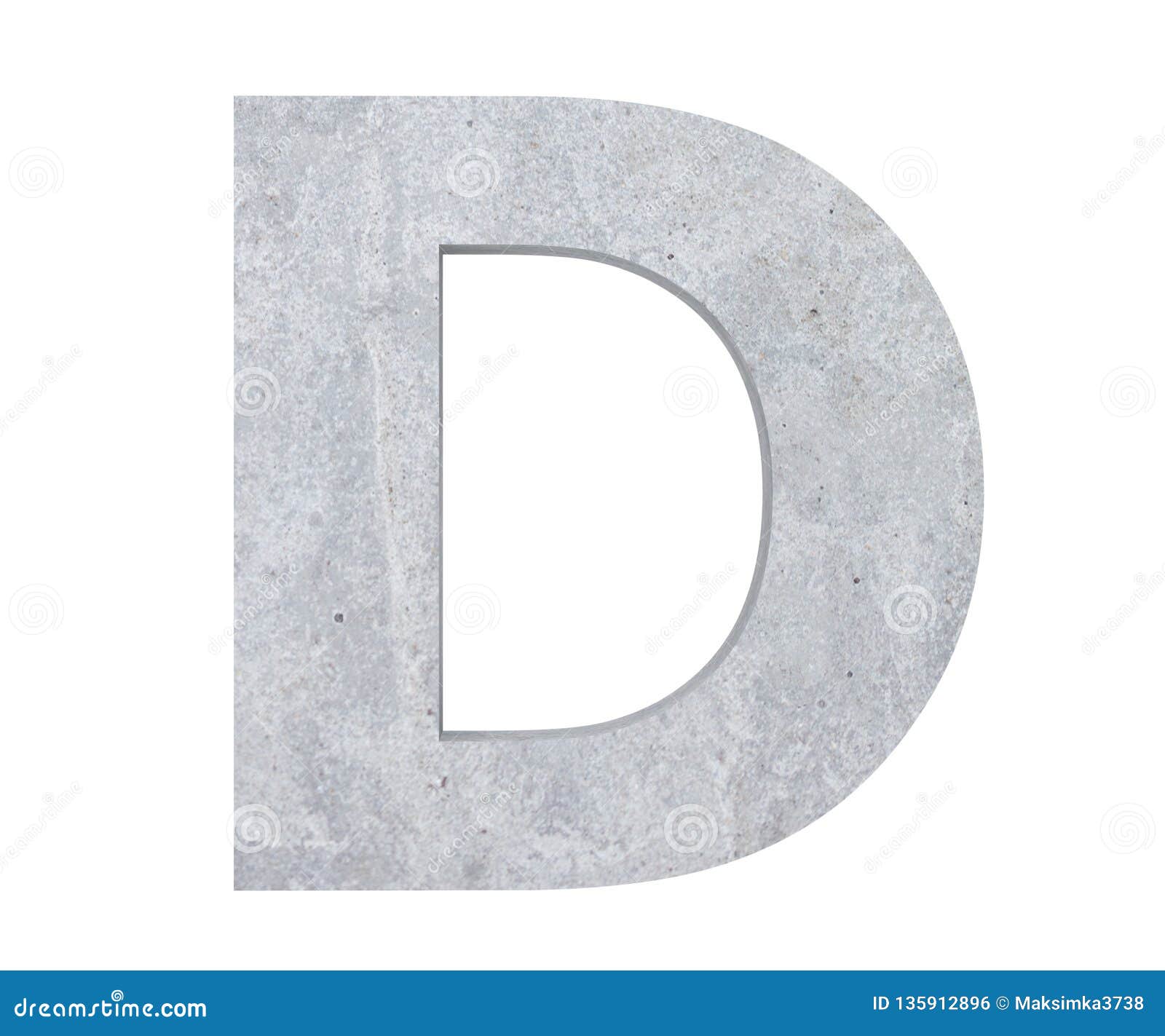 Concrete Capital Letter - D Isolated on White Background. 3D Render ...