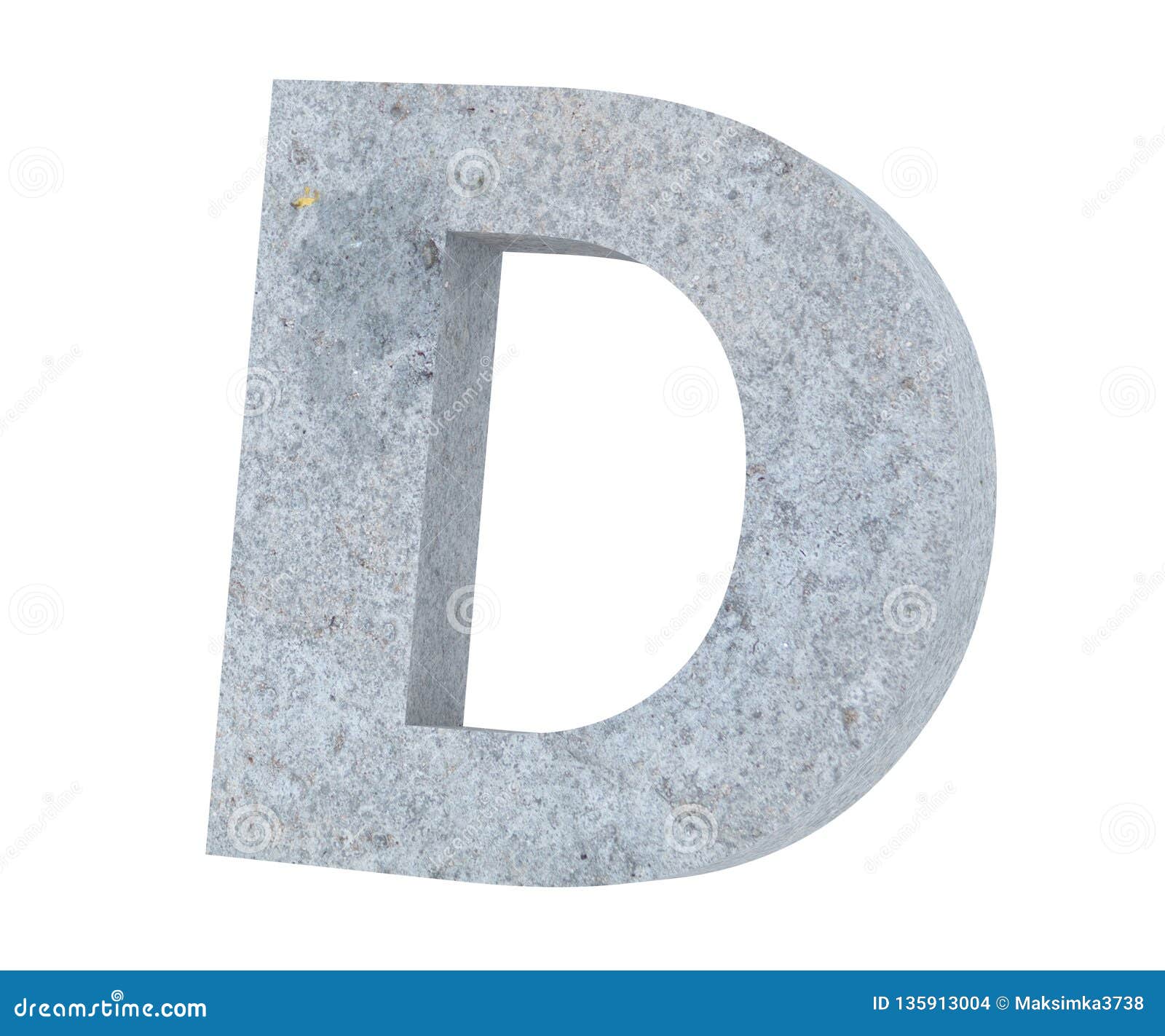 Concrete Capital Letter - D Isolated on White Background. 3D Render ...