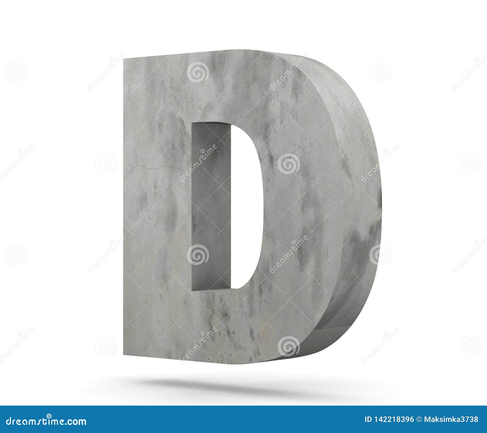 Concrete Capital Letter - D Isolated on White Background. 3D Render ...