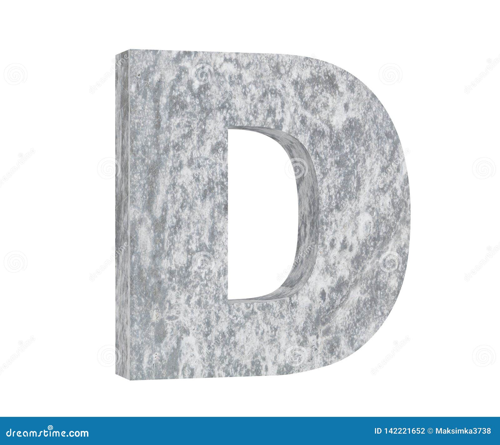 Concrete Capital Letter - D Isolated on White Background. 3D Render ...