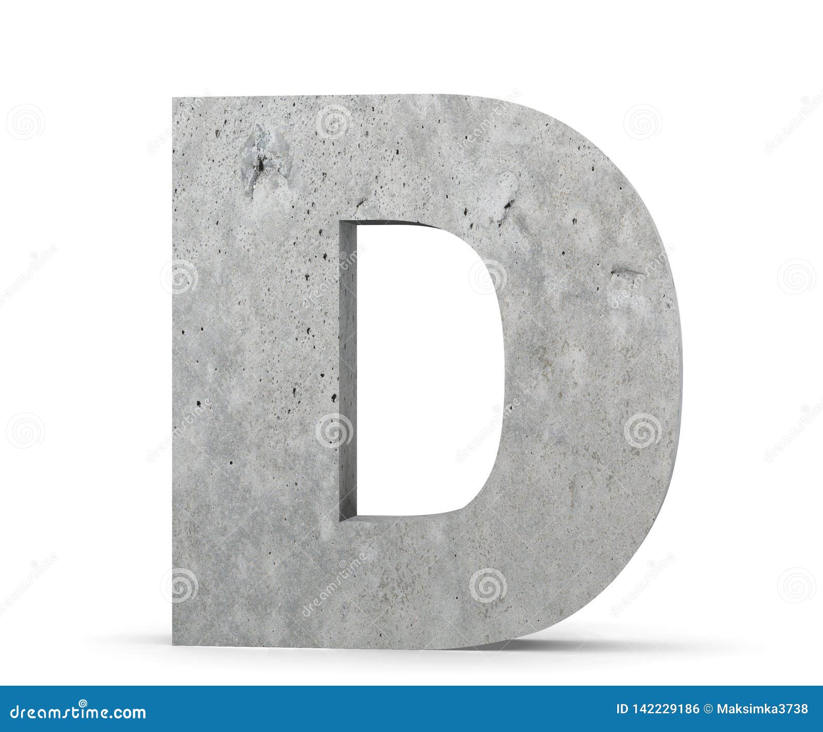 Concrete Capital Letter - D Isolated on White Background. 3D Render ...