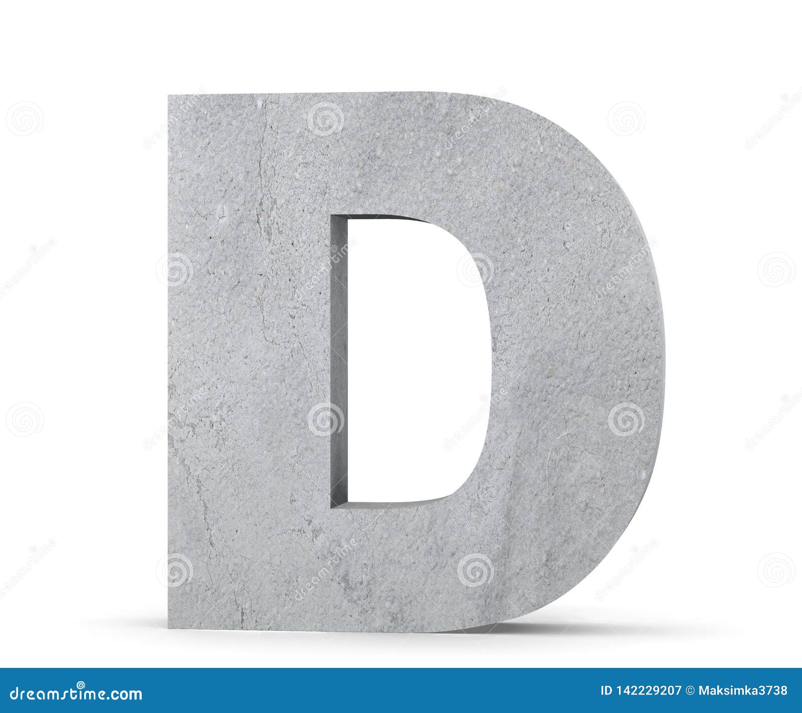 Concrete Capital Letter - D Isolated on White Background. 3D Render ...