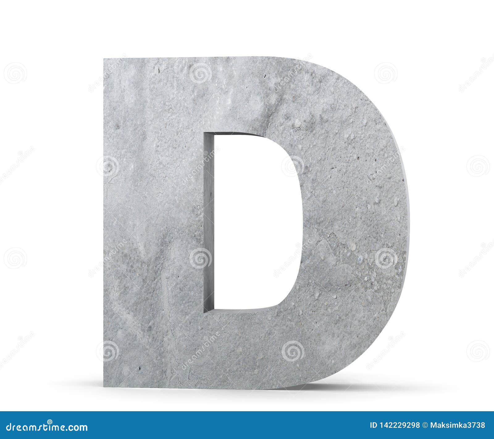 Concrete Capital Letter - D Isolated on White Background. 3D Render ...