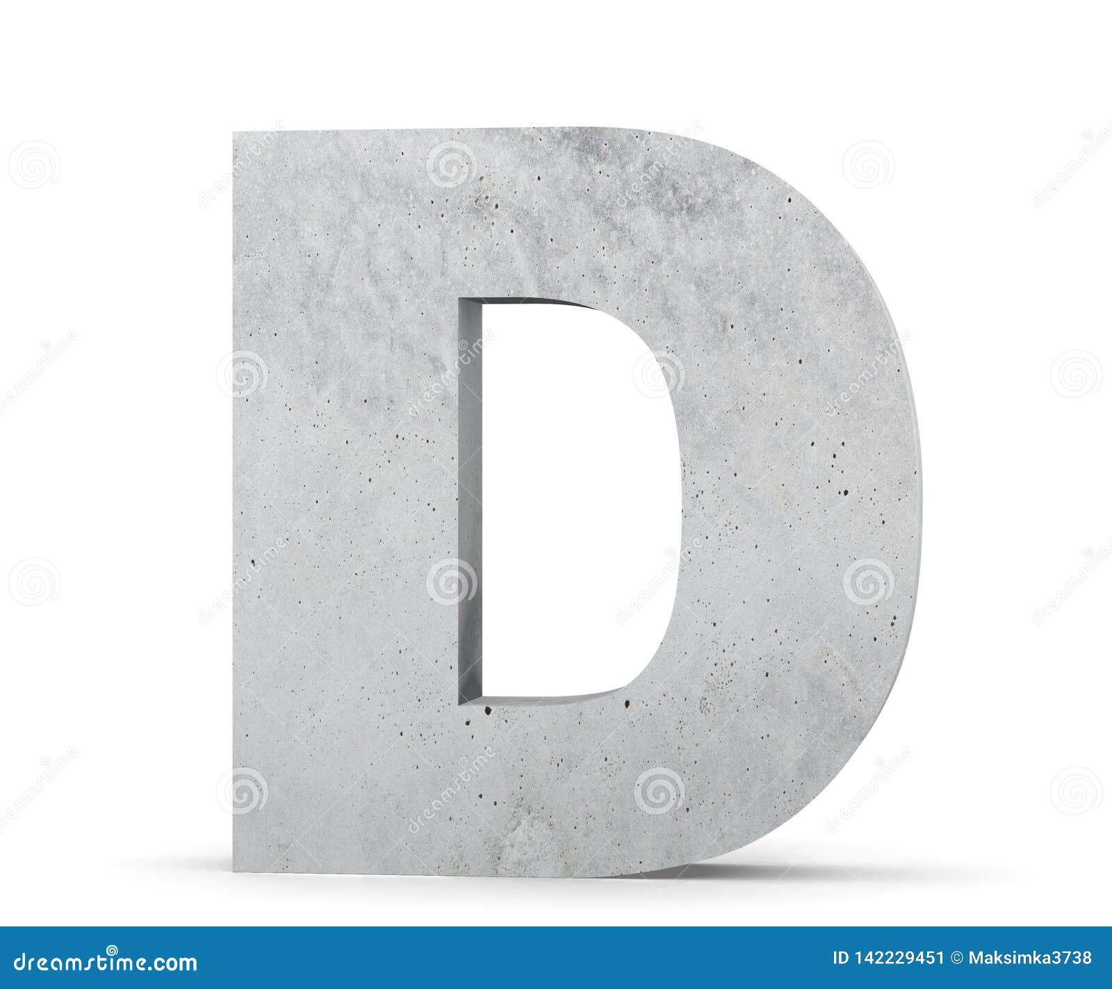 Concrete Capital Letter - D Isolated on White Background. 3D Render ...