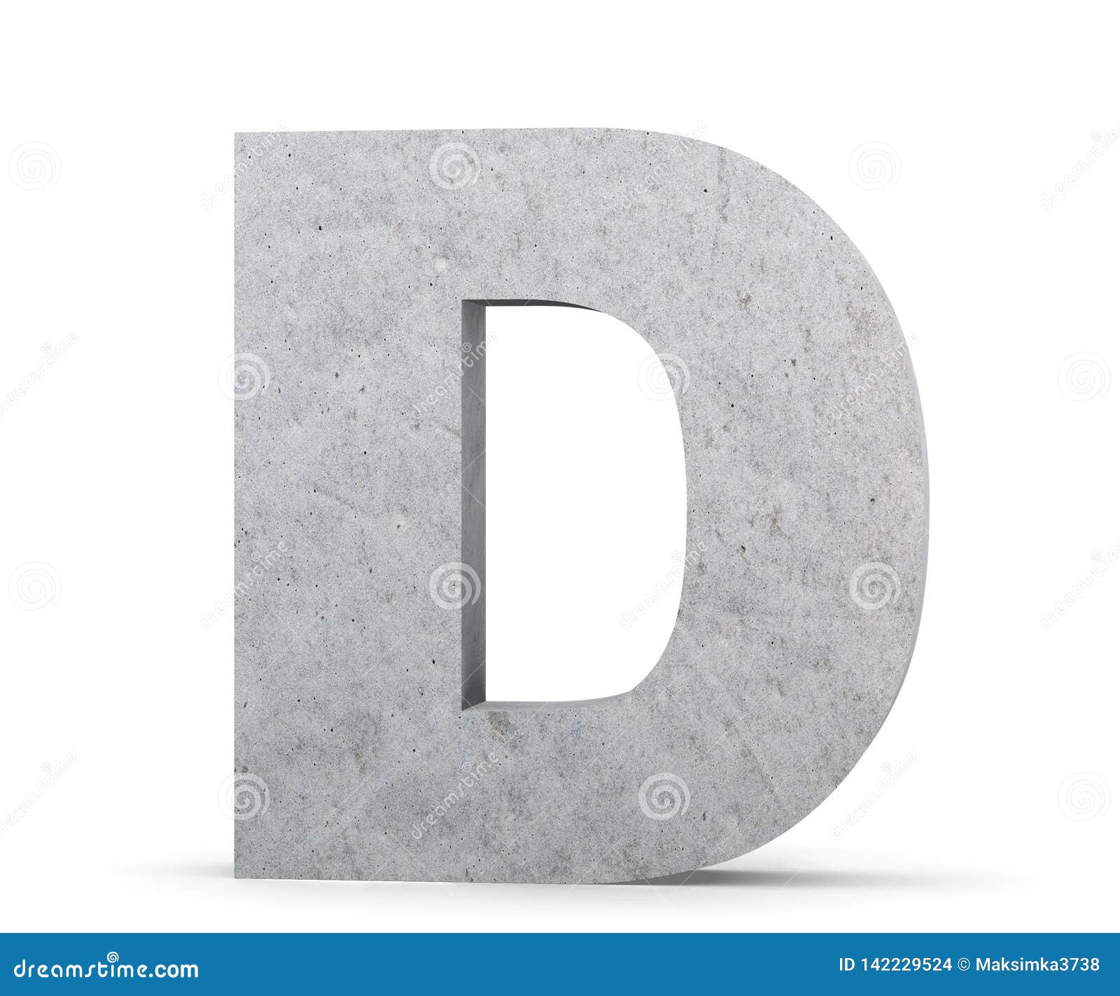 Concrete Capital Letter - D Isolated on White Background. 3D Render ...