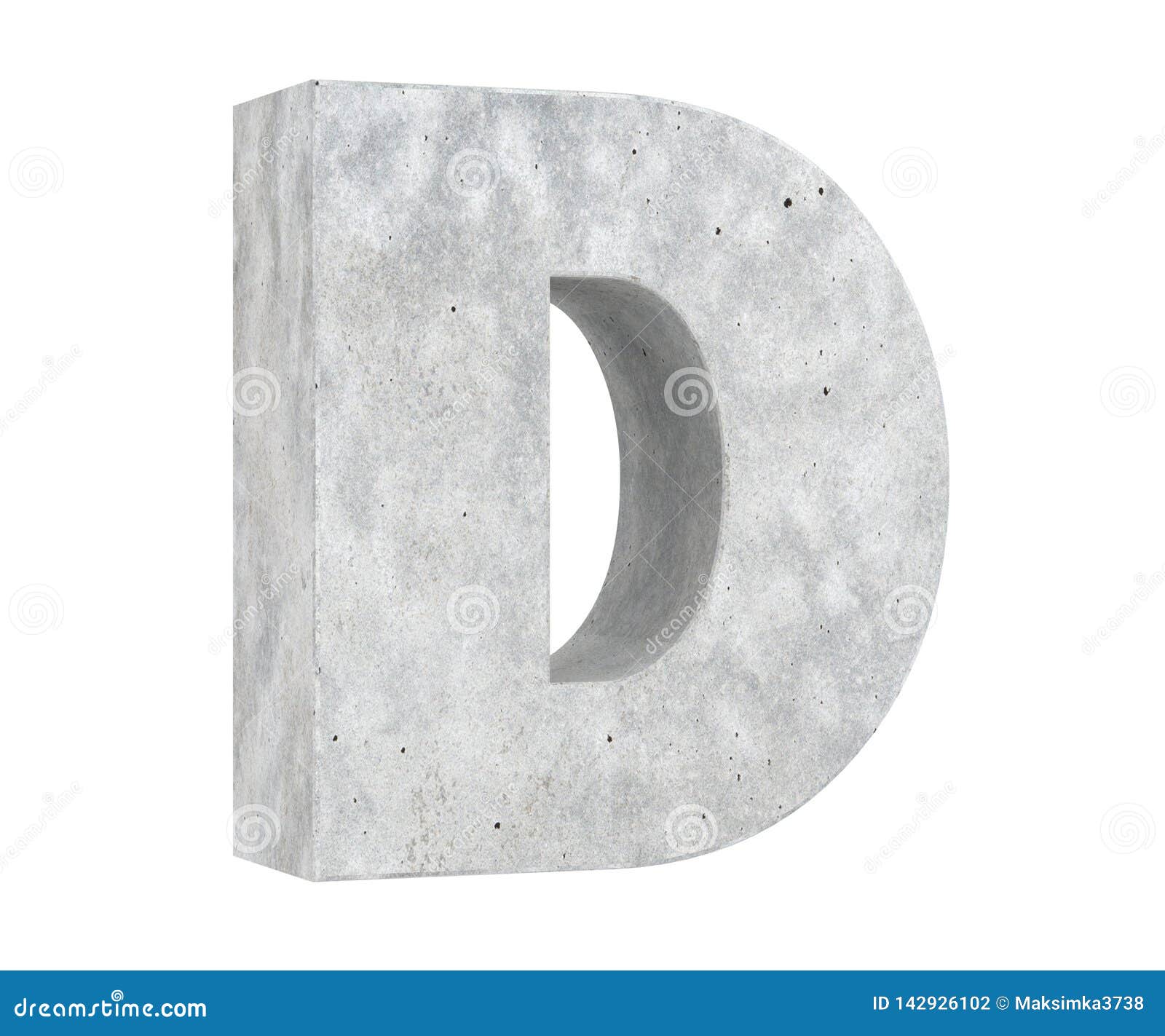 Concrete Capital Letter - D Isolated on White Background. 3D Render ...