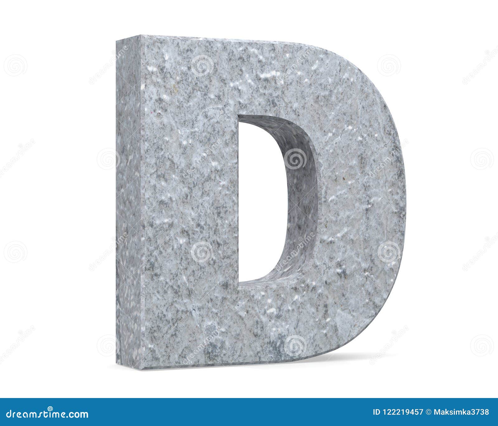 Concrete Capital Letter - D Isolated on White Background . 3D Render ...