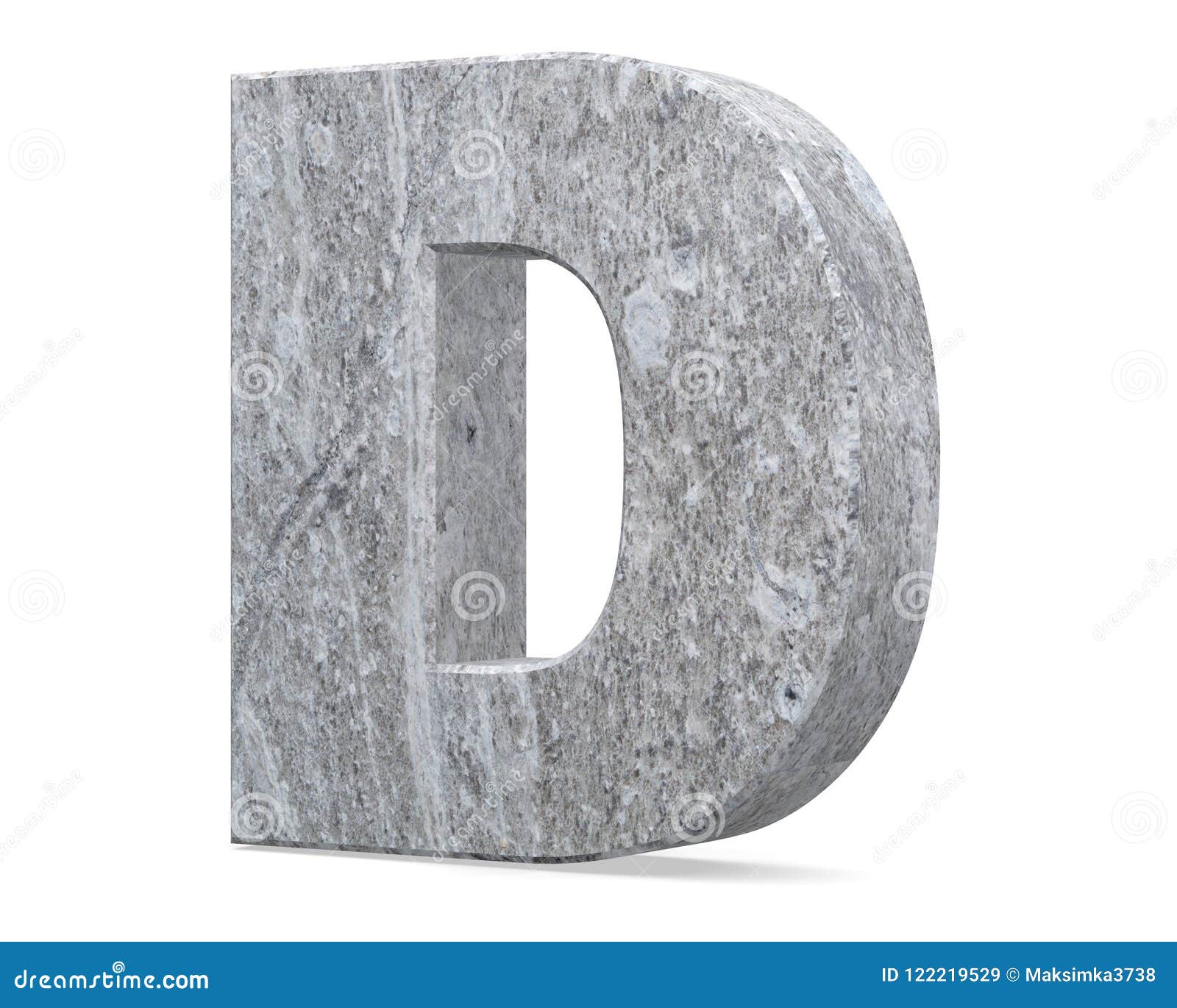 Concrete Capital Letter - D Isolated on White Background . 3D Render ...