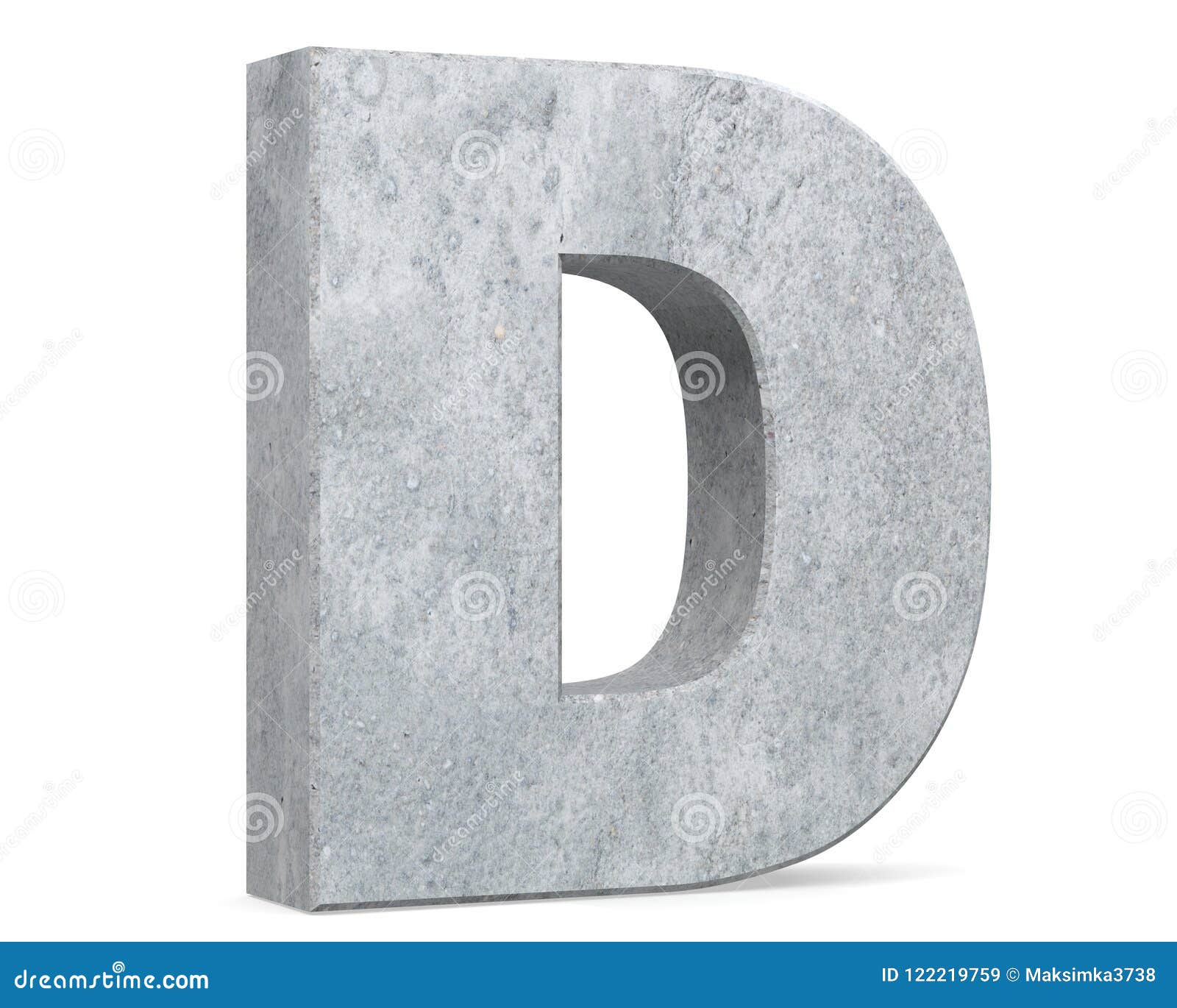 Concrete Capital Letter - D Isolated on White Background . 3D Render ...