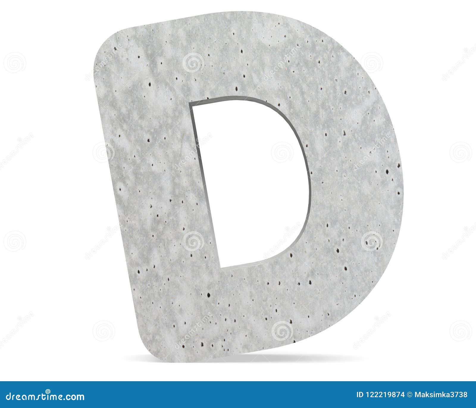 Concrete Capital Letter - D Isolated on White Background . 3D Render ...