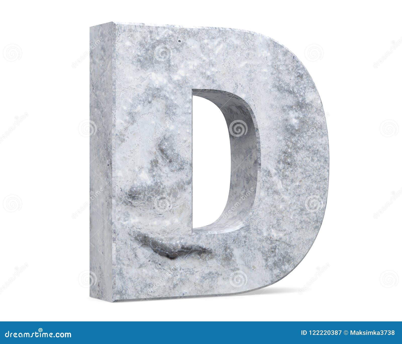 Concrete Capital Letter - D Isolated on White Background . 3D Render ...