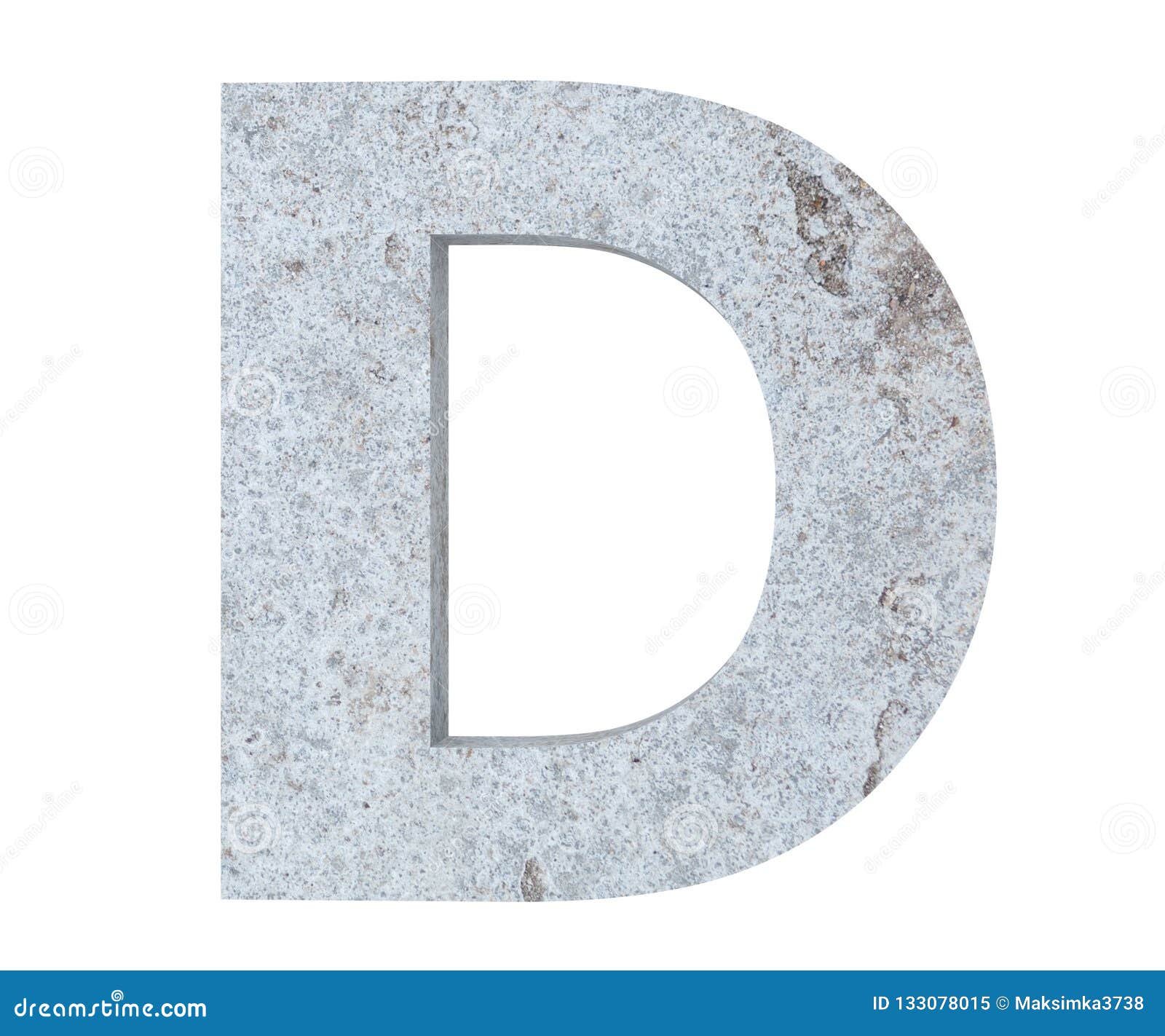 Concrete Capital Letter - D Isolated on White Background. 3D Render ...