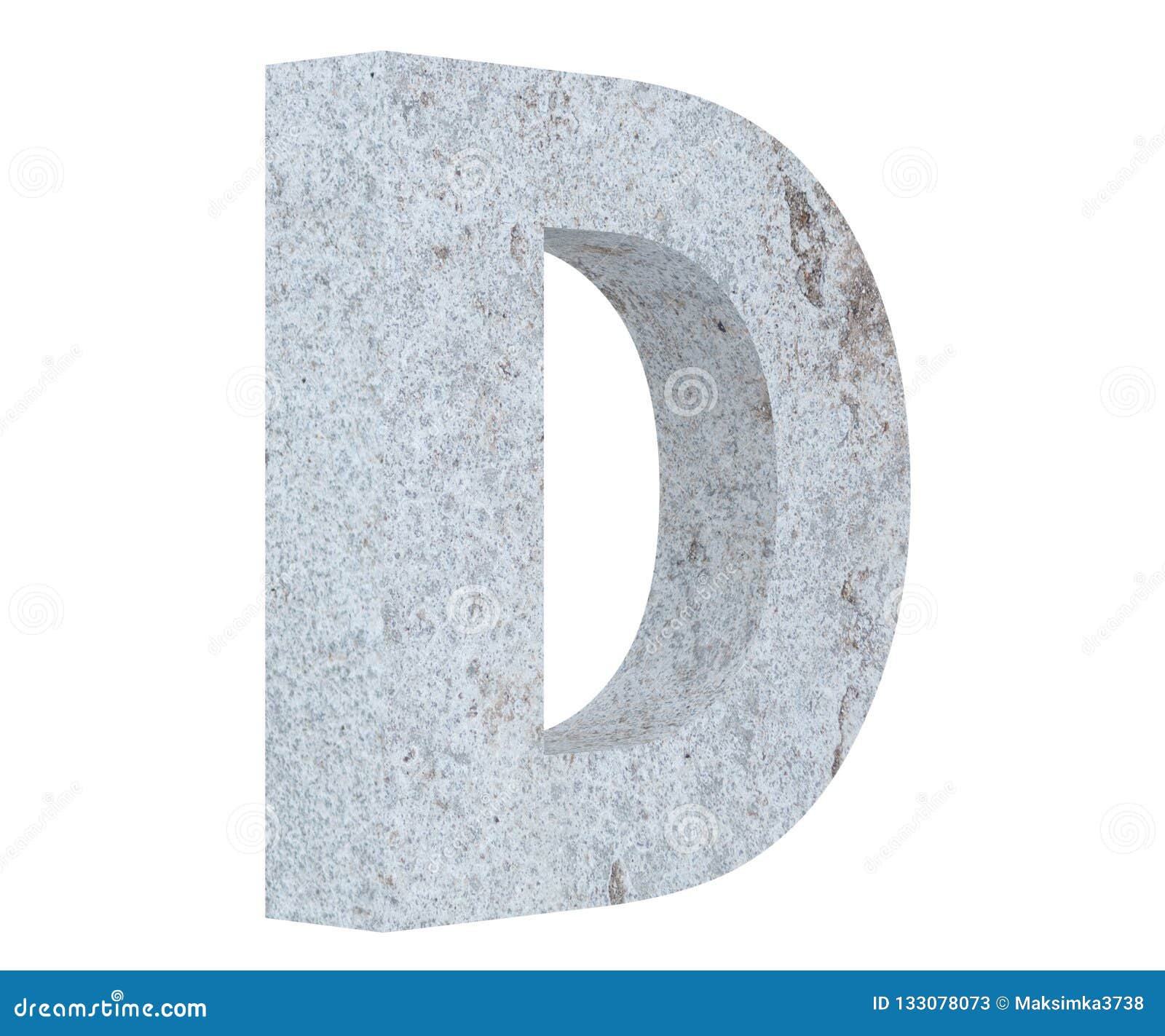 Concrete Capital Letter - D Isolated on White Background. 3D Render ...