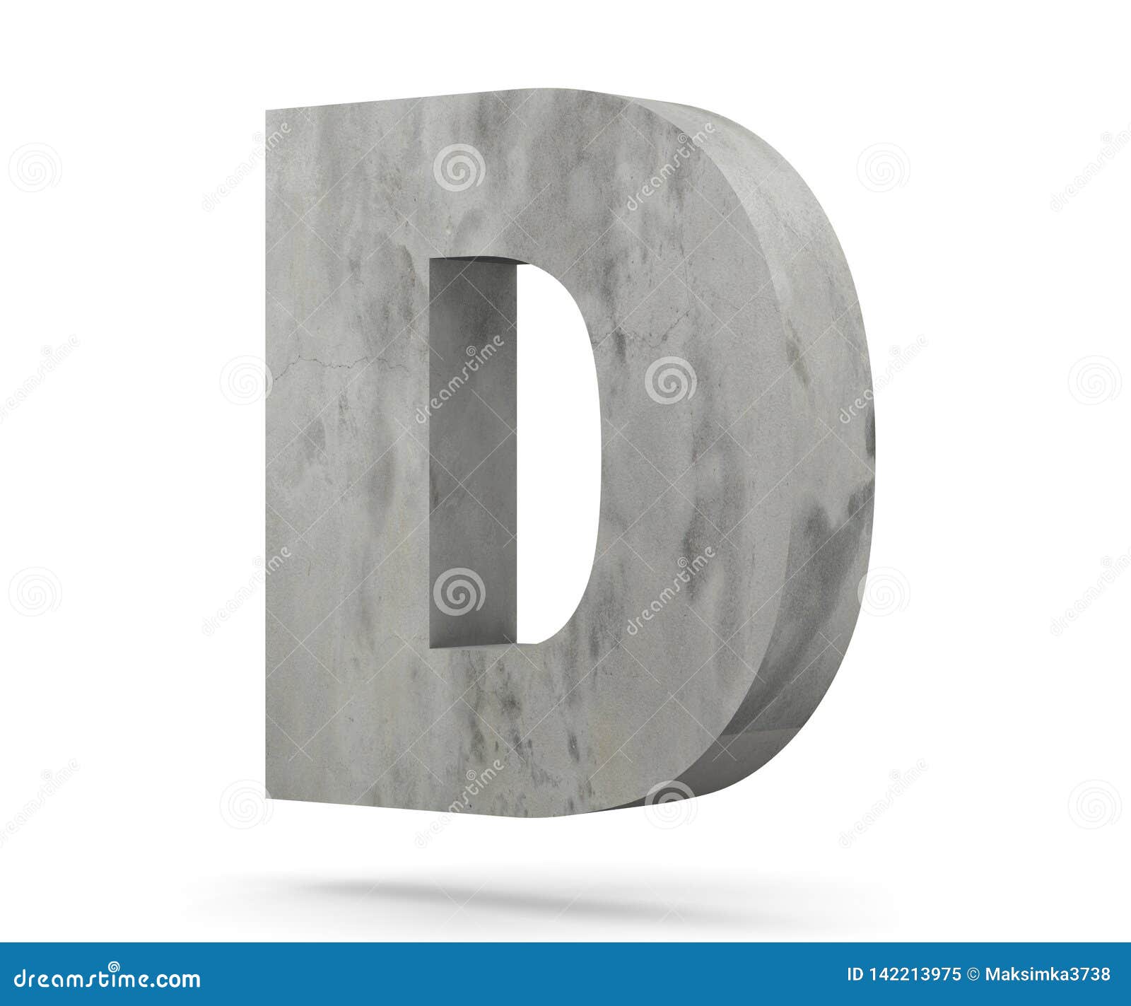 Concrete Capital Letter - D Isolated on White Background. 3D Render ...