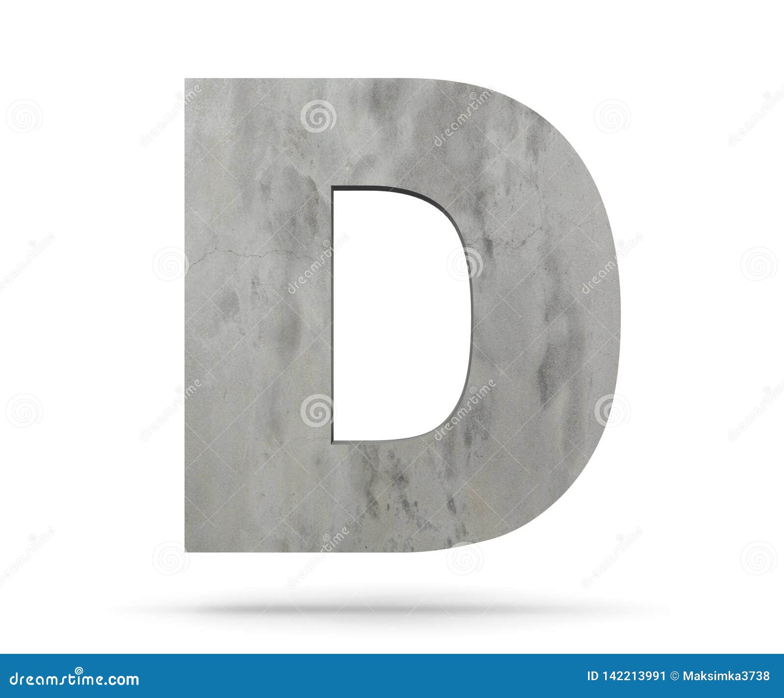 Concrete Capital Letter - D Isolated on White Background. 3D Render ...