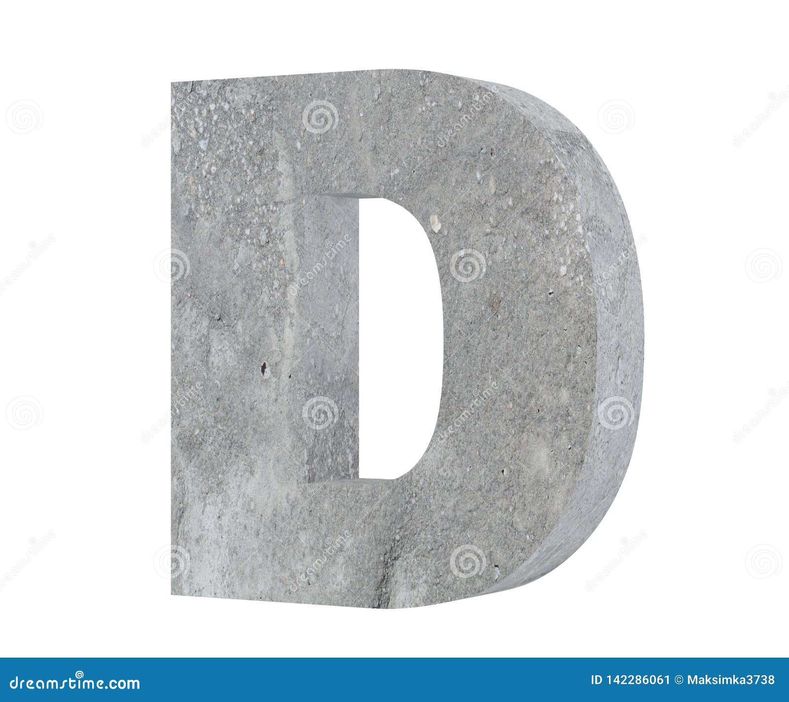 Concrete Capital Letter - D Isolated on White Background. 3D Render ...