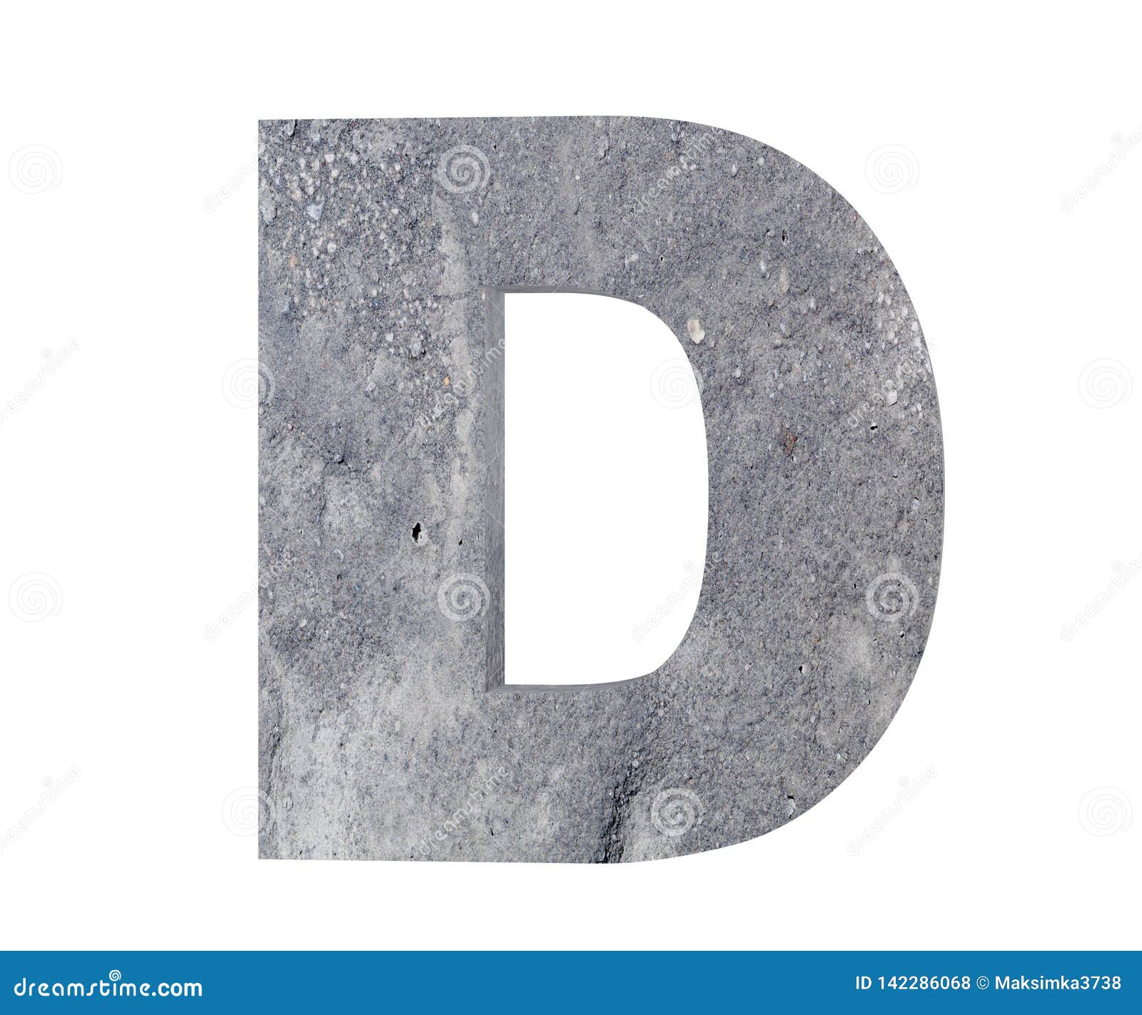 Concrete Capital Letter - D Isolated on White Background. 3D Render ...