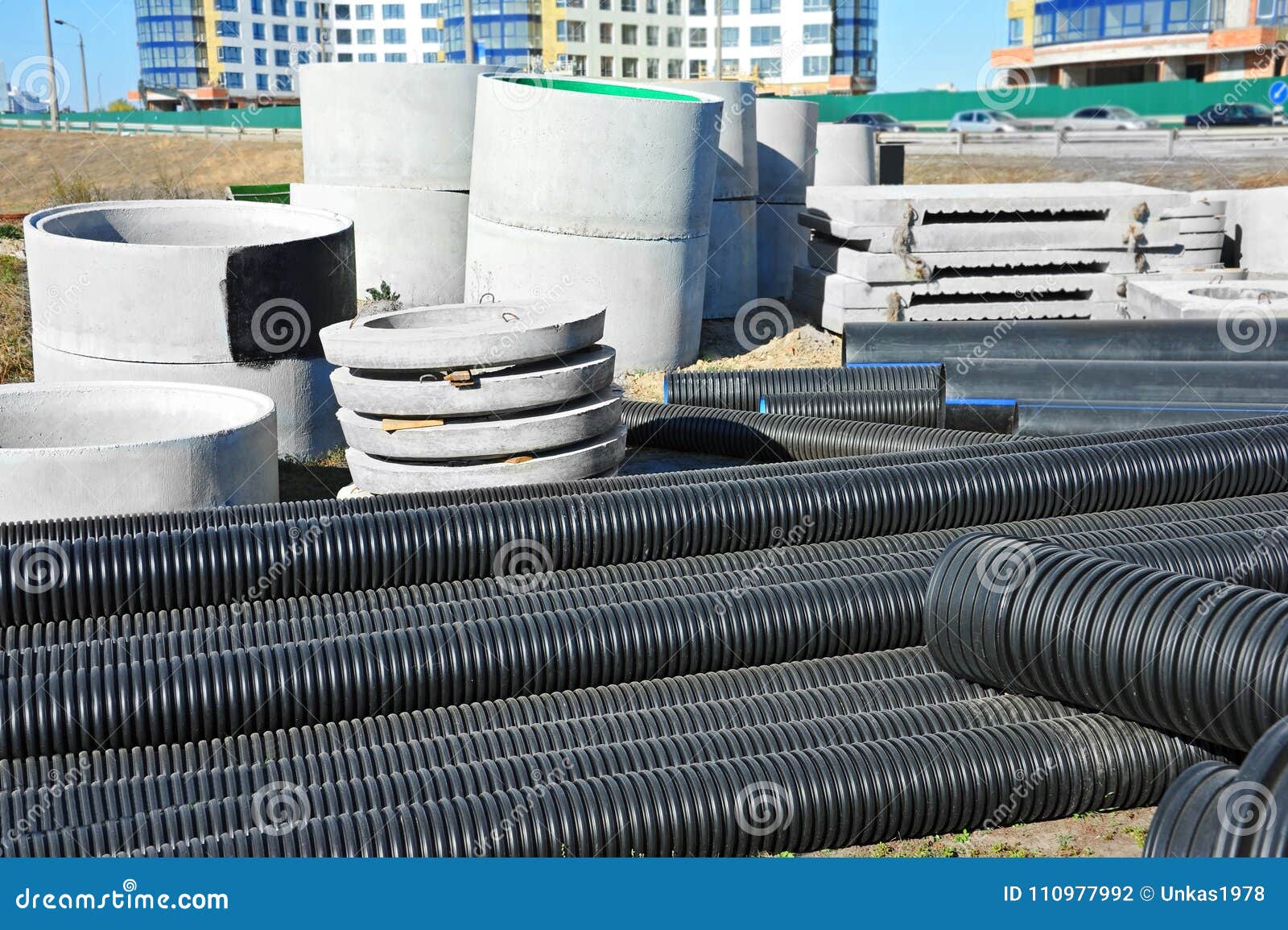 Concrete Circle Pit and PVC Pipe Stock Photo Image of plumbing