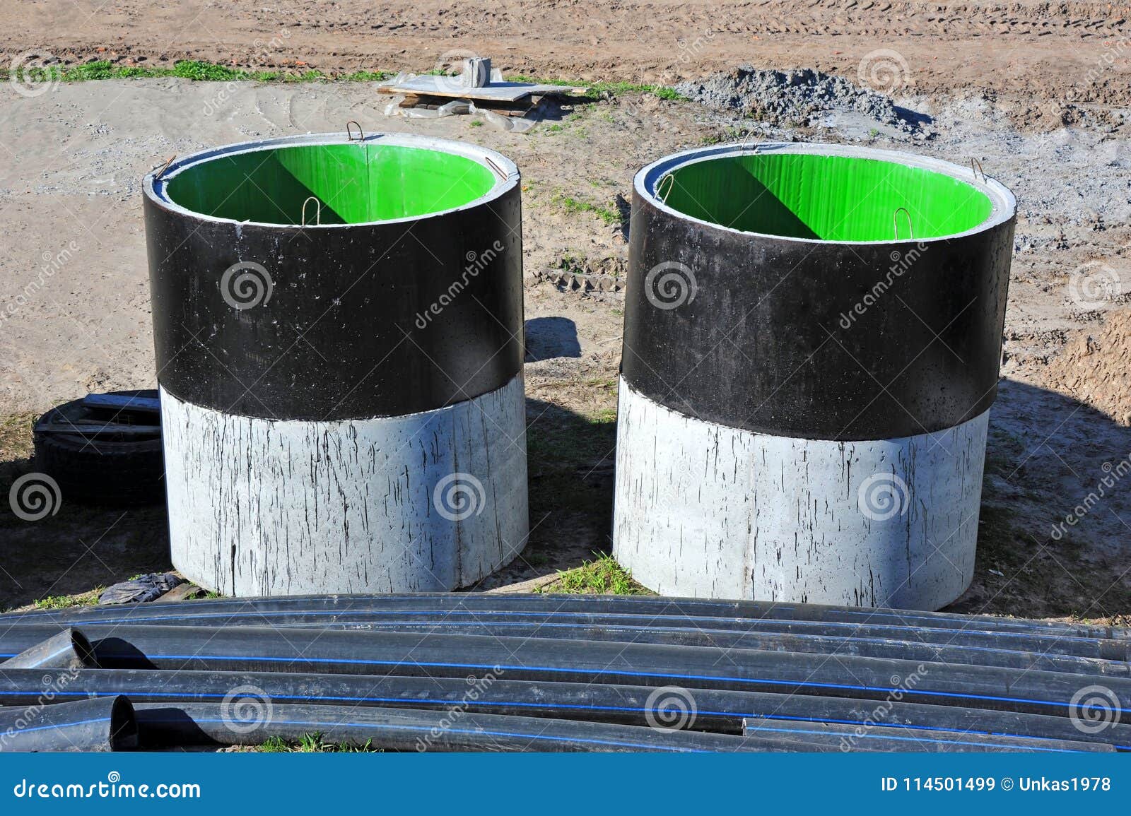 Concrete Circle Pit and PVC Pipe Stock Image Image of background