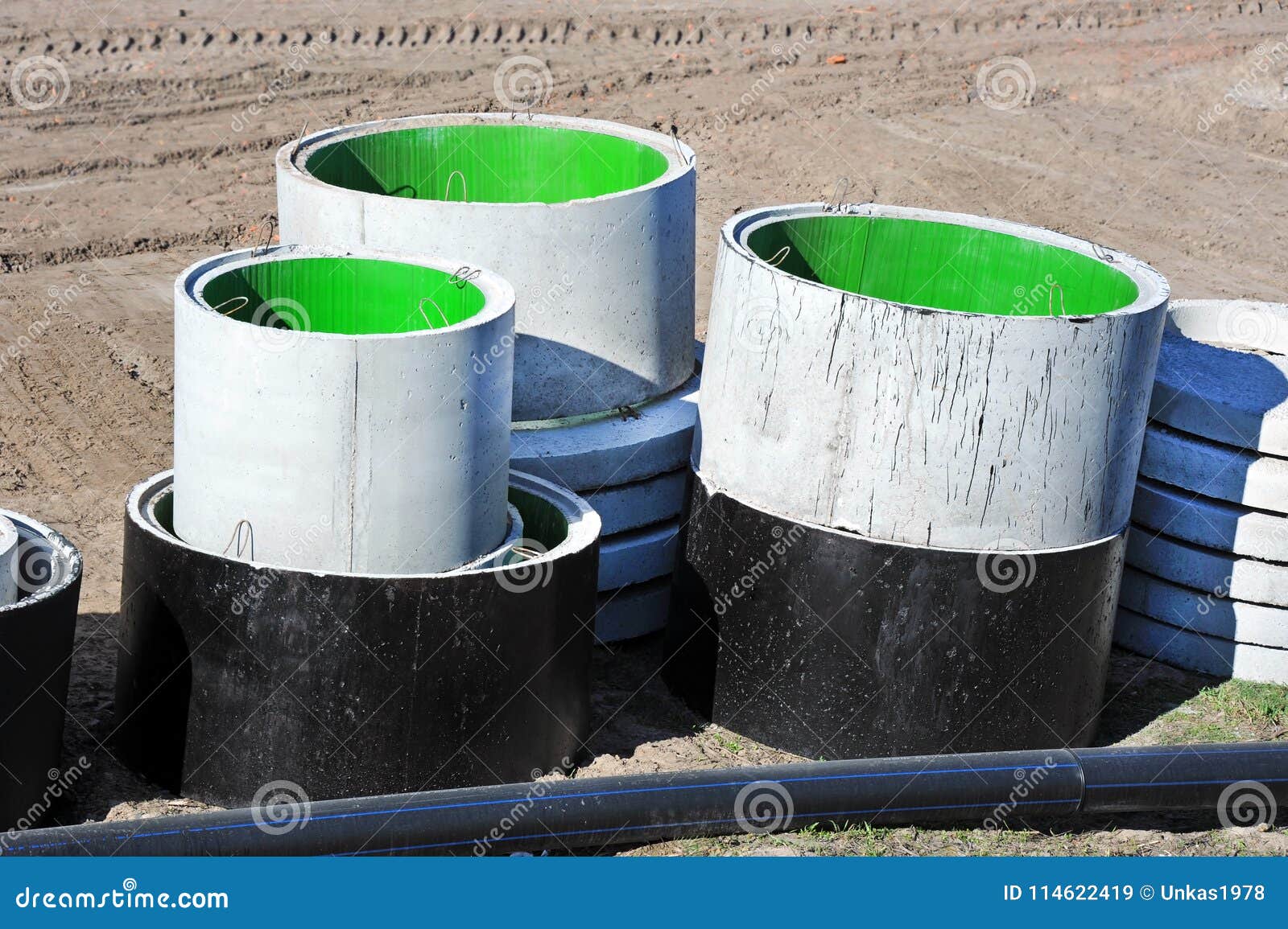 Concrete Circle Pit and PVC Pipe Stock Image Image of business