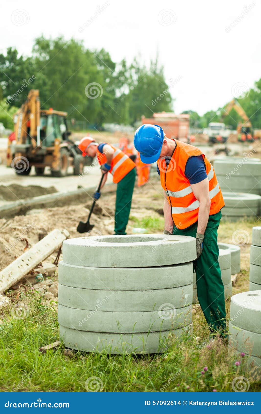 Concrete Circles at Road Construction Stock Photo Image of builder