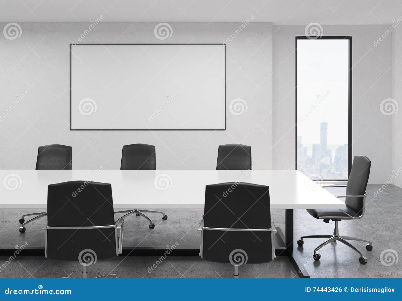 Concrete Conference Room With Whiteboard Stock Illustration