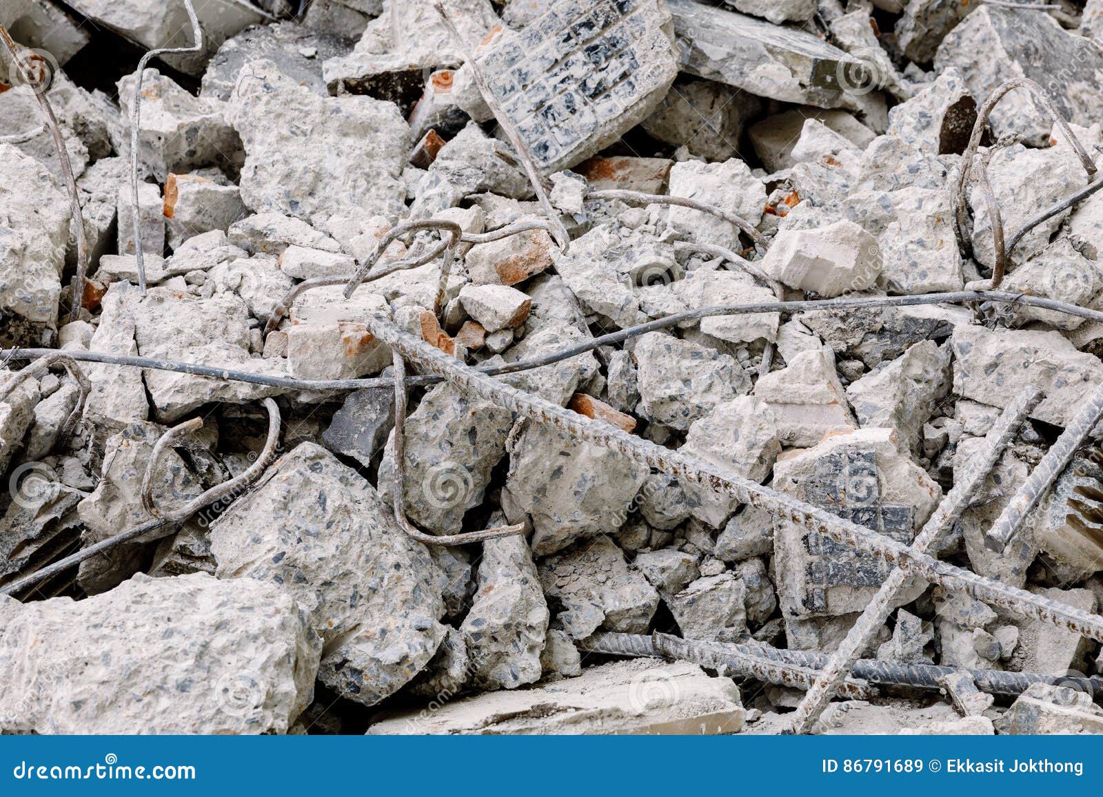 Concrete Debris Stacked into a Wall Stock Image Image of armature