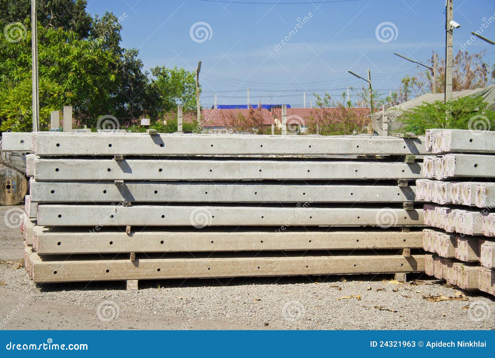 Concrete Electric Pole With Metal Diamondshaped Holders With Clusters