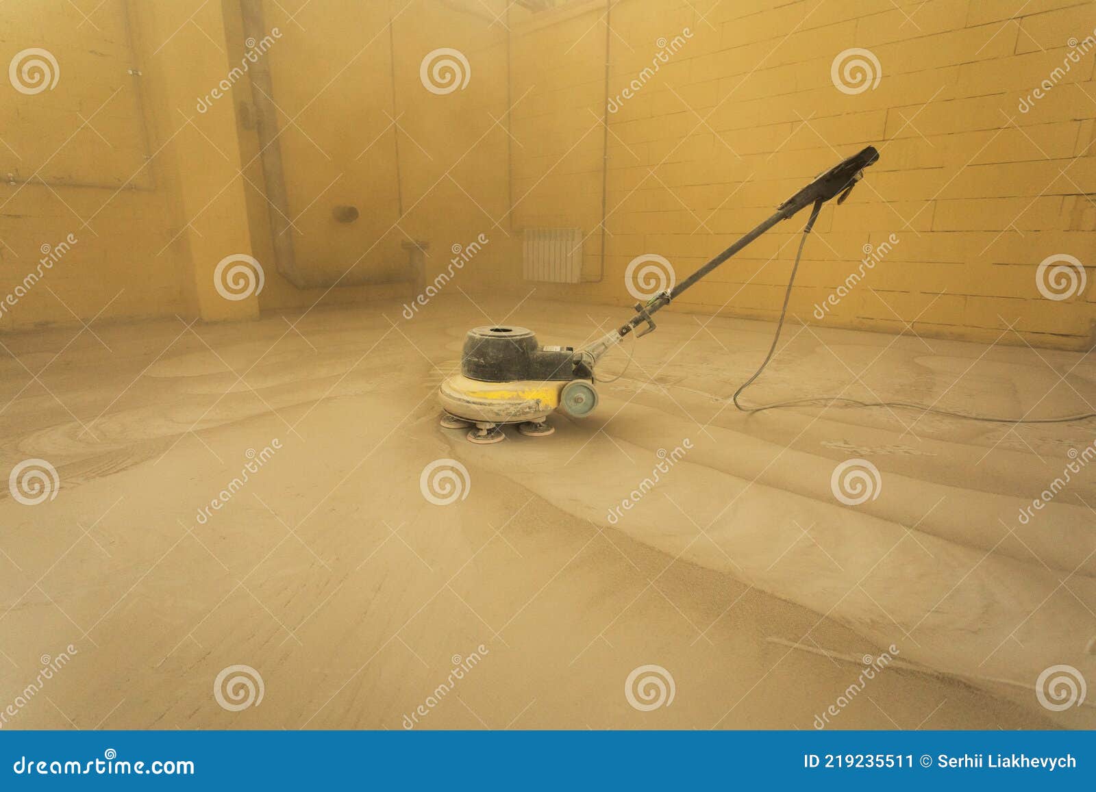 Concrete Floor Grinding. Construction Process. Sanding a Concrete Floor