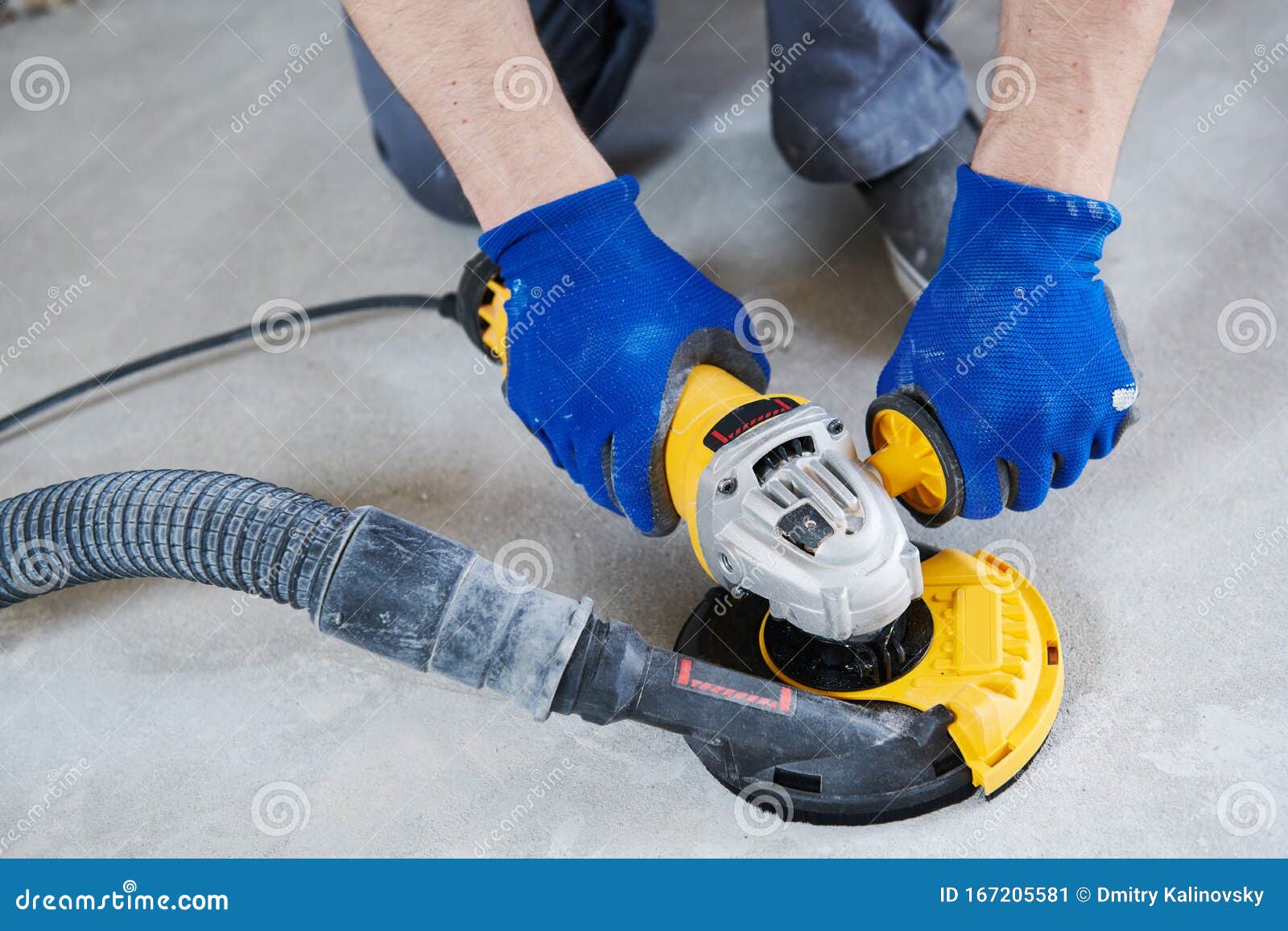 concrete floor surface grinding by angle grinder machine