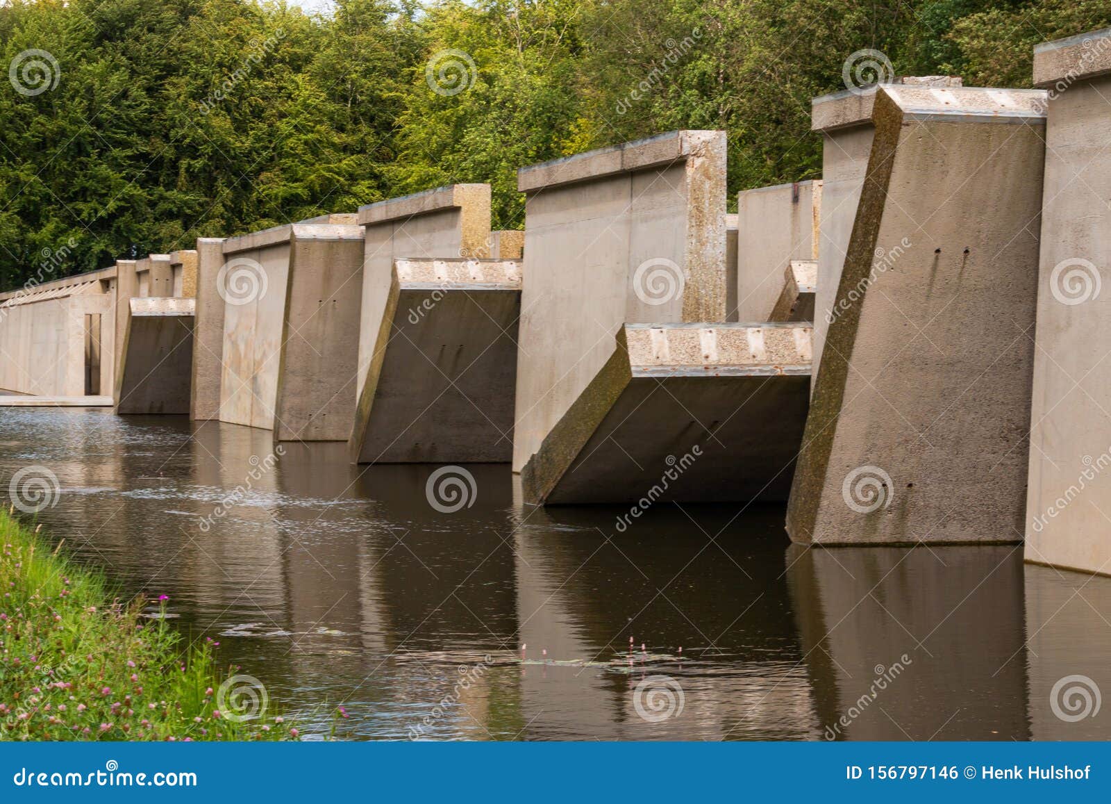 Concrete Lab Testing Device in the Middle of a Artificial Lake Stock