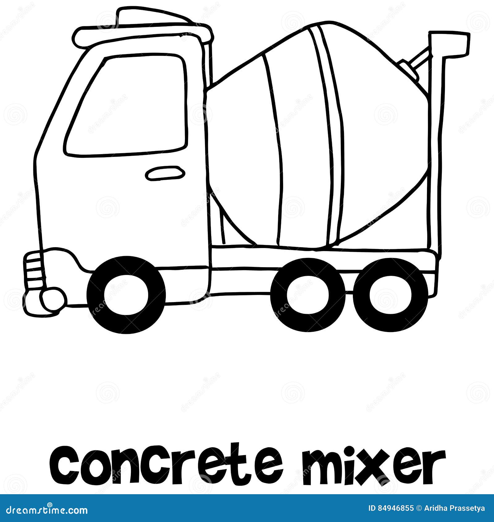 Concrete Mixer Cartoon Hand Draw Stock Vector - Illustration of truck,  equipment: 84946855